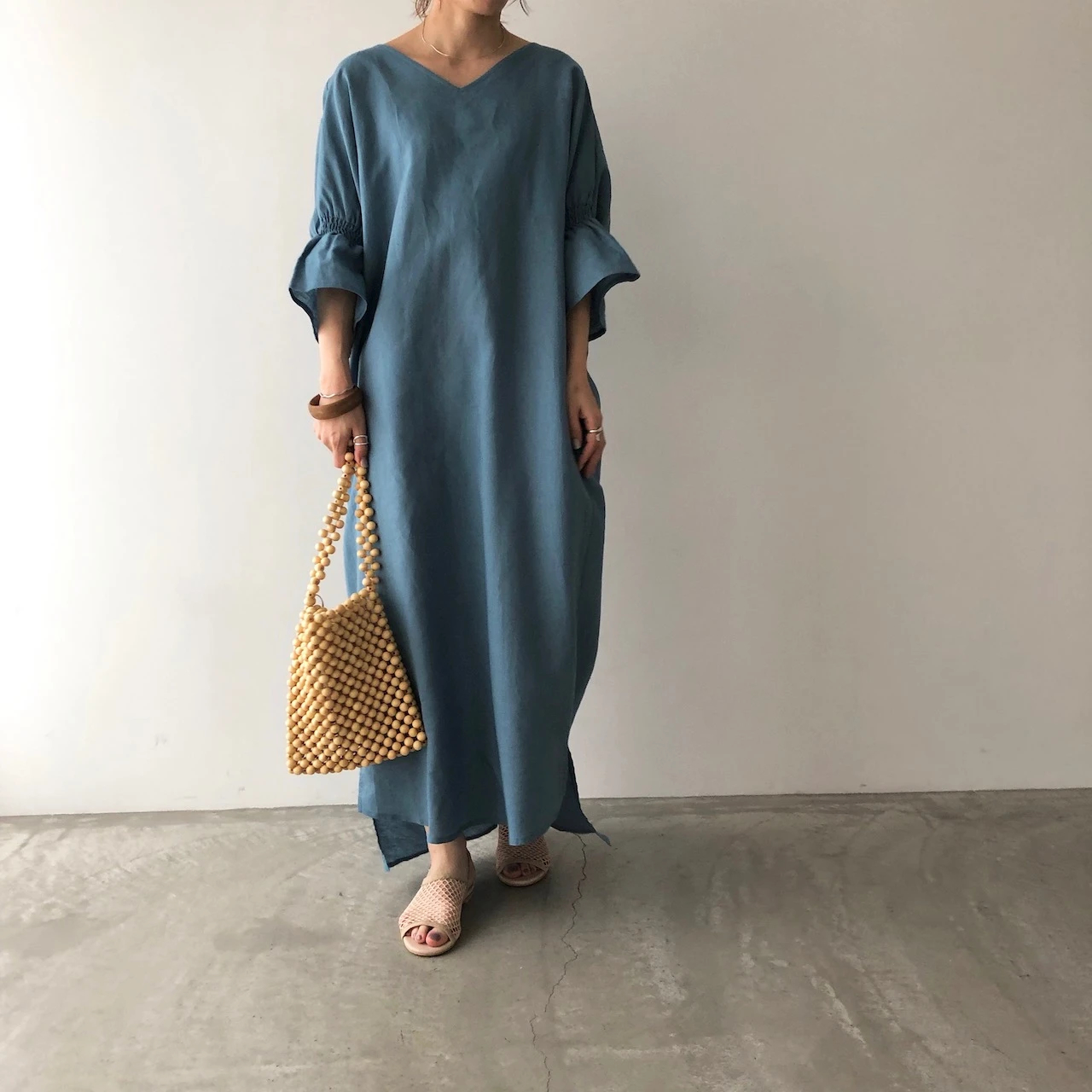 back surround linen shirring OP / willfully（ウィルフリー）の 
