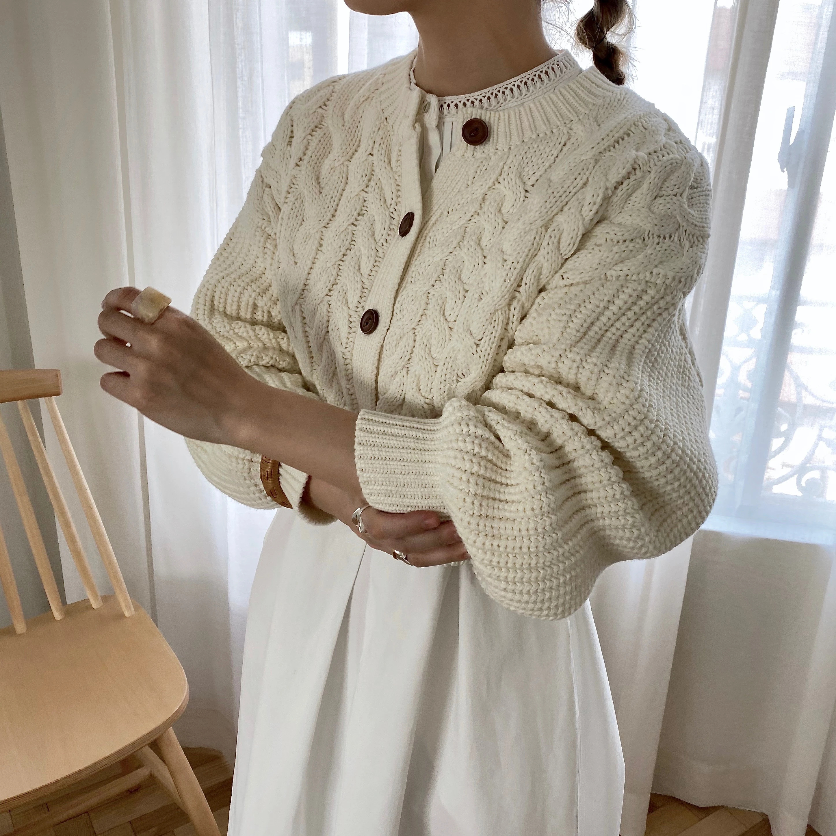 在庫大量 2way changeover melange knit - トップス