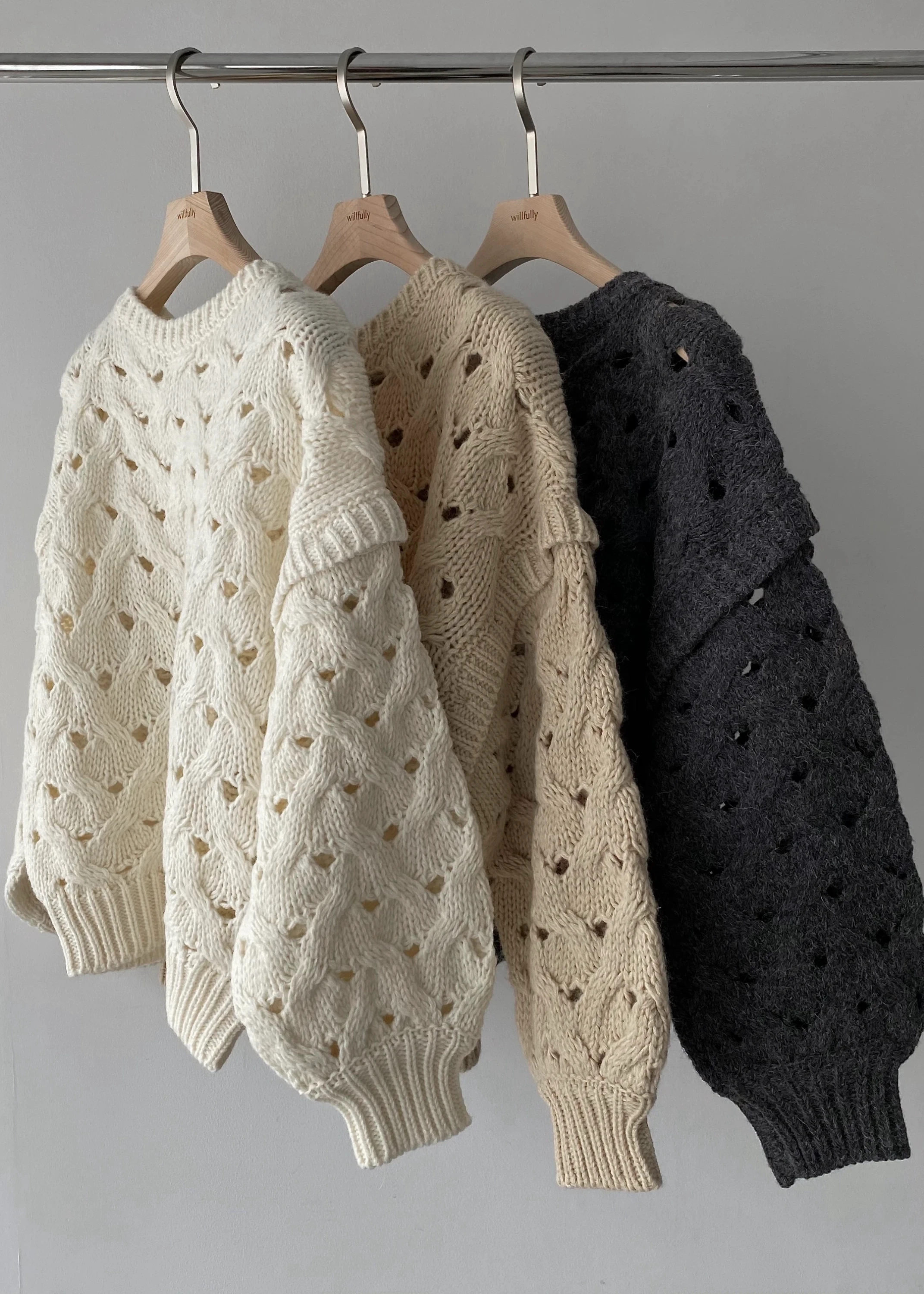 2way watermark cable alpaca knit-