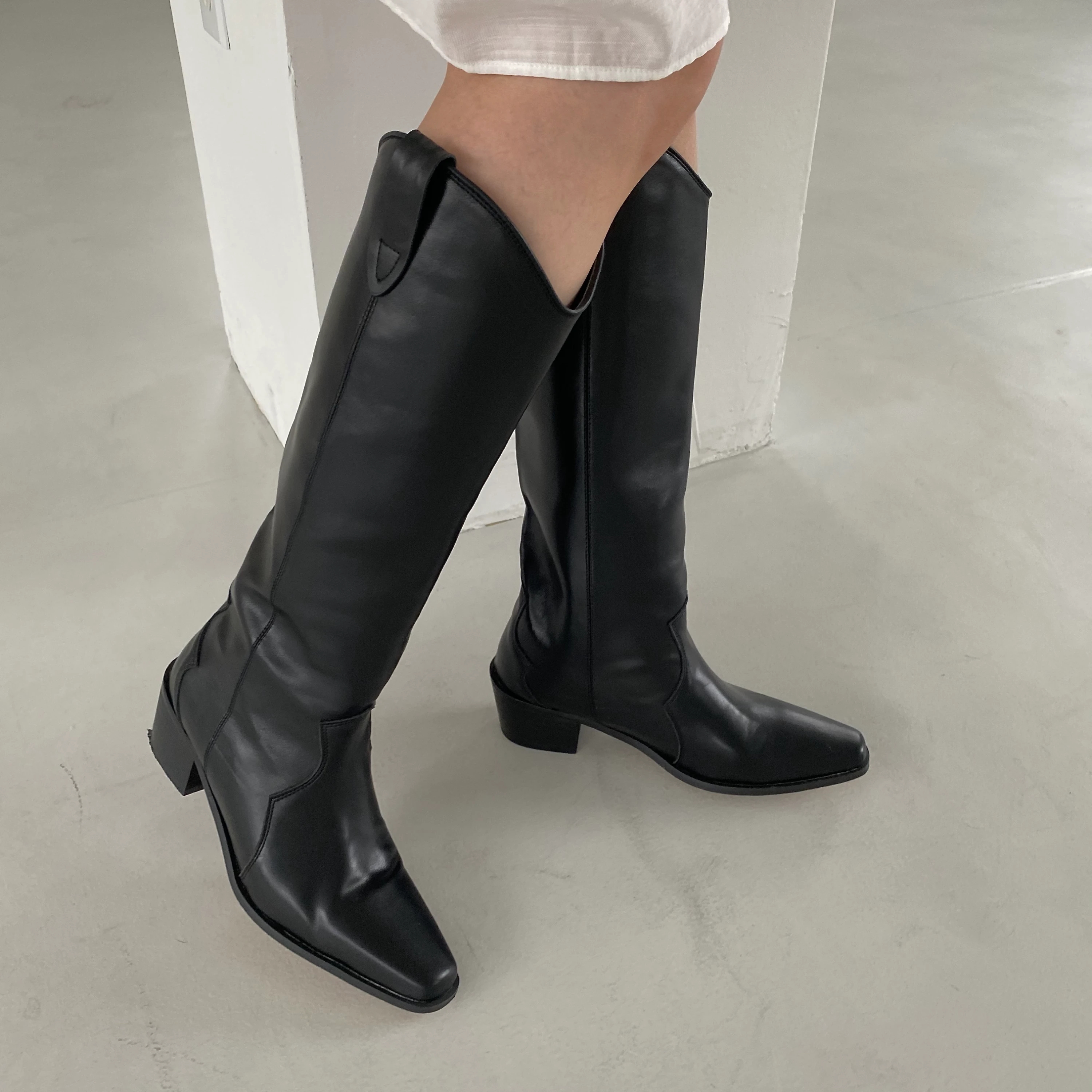 square toe western long boots
