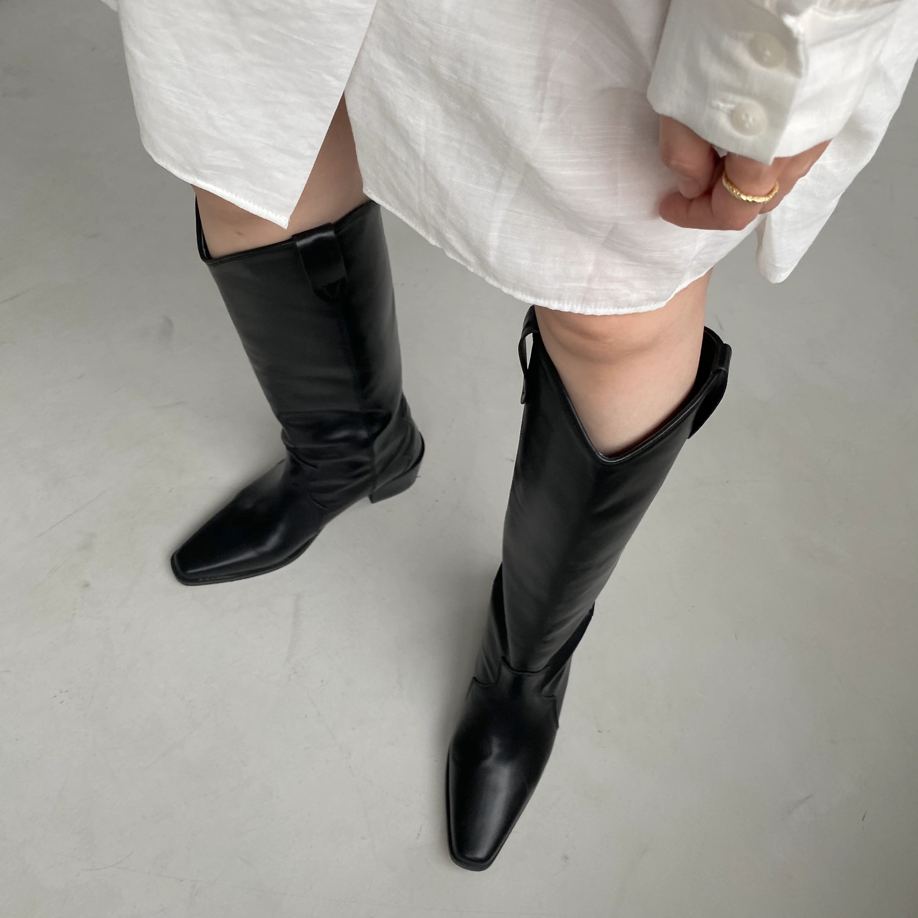 square toe western long boots