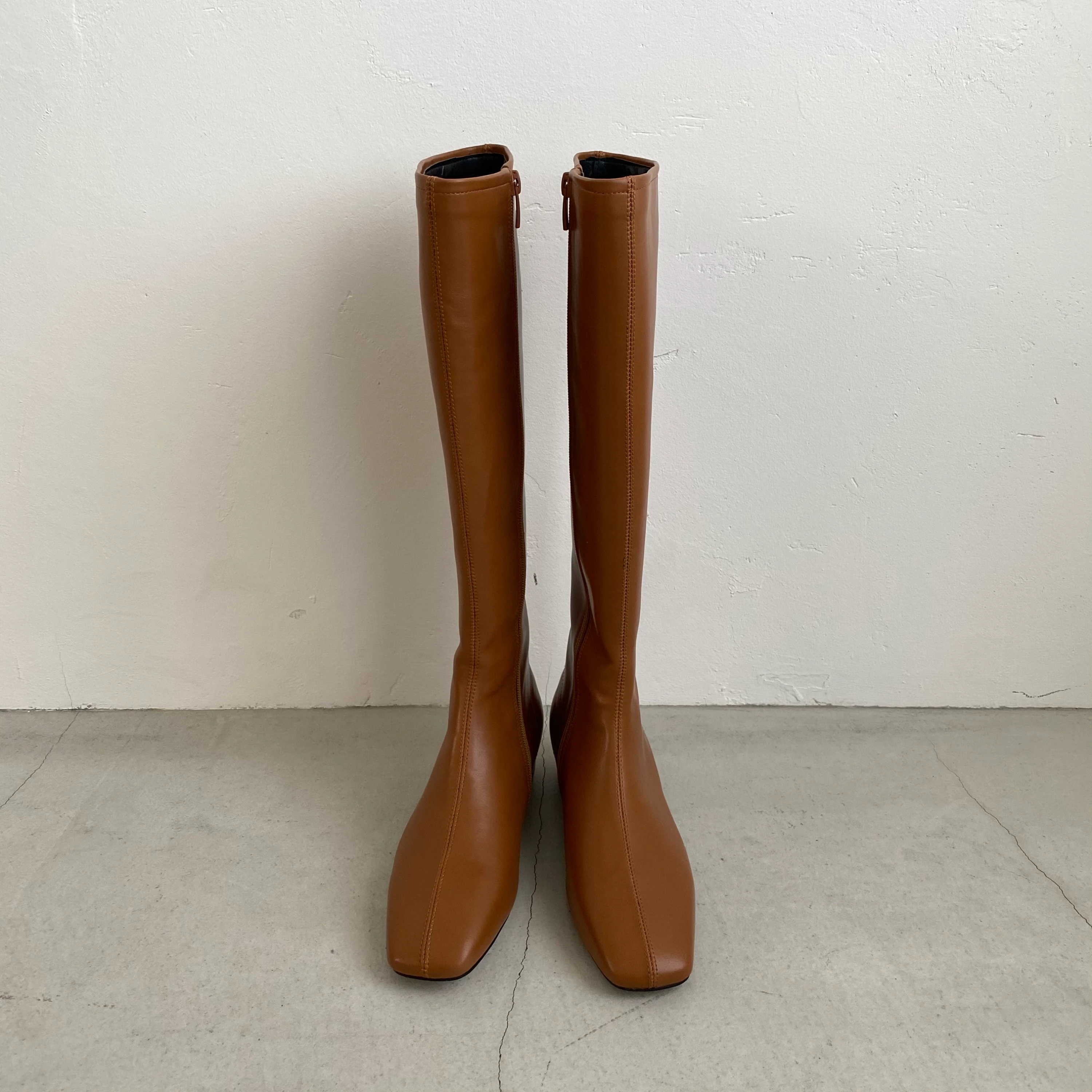 slim square toe long boots