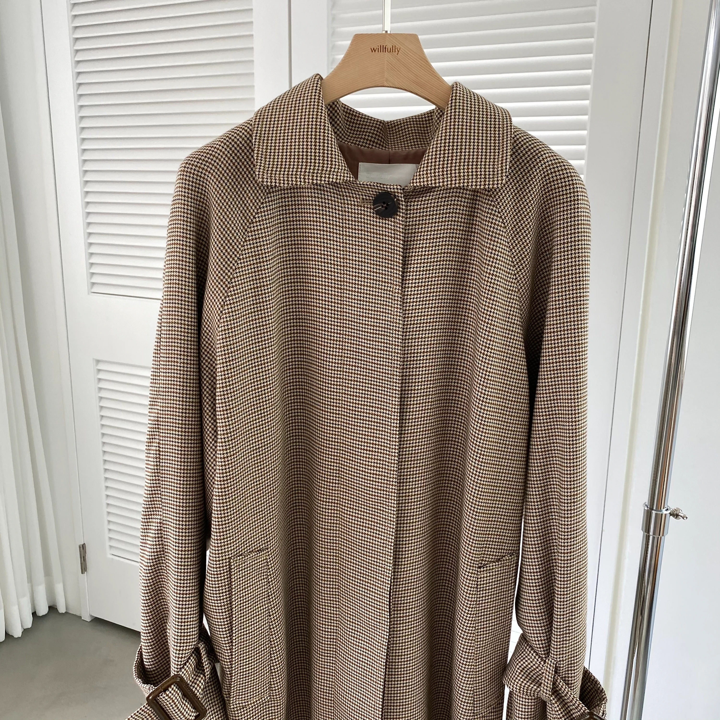 soutien collar check cocoon coat