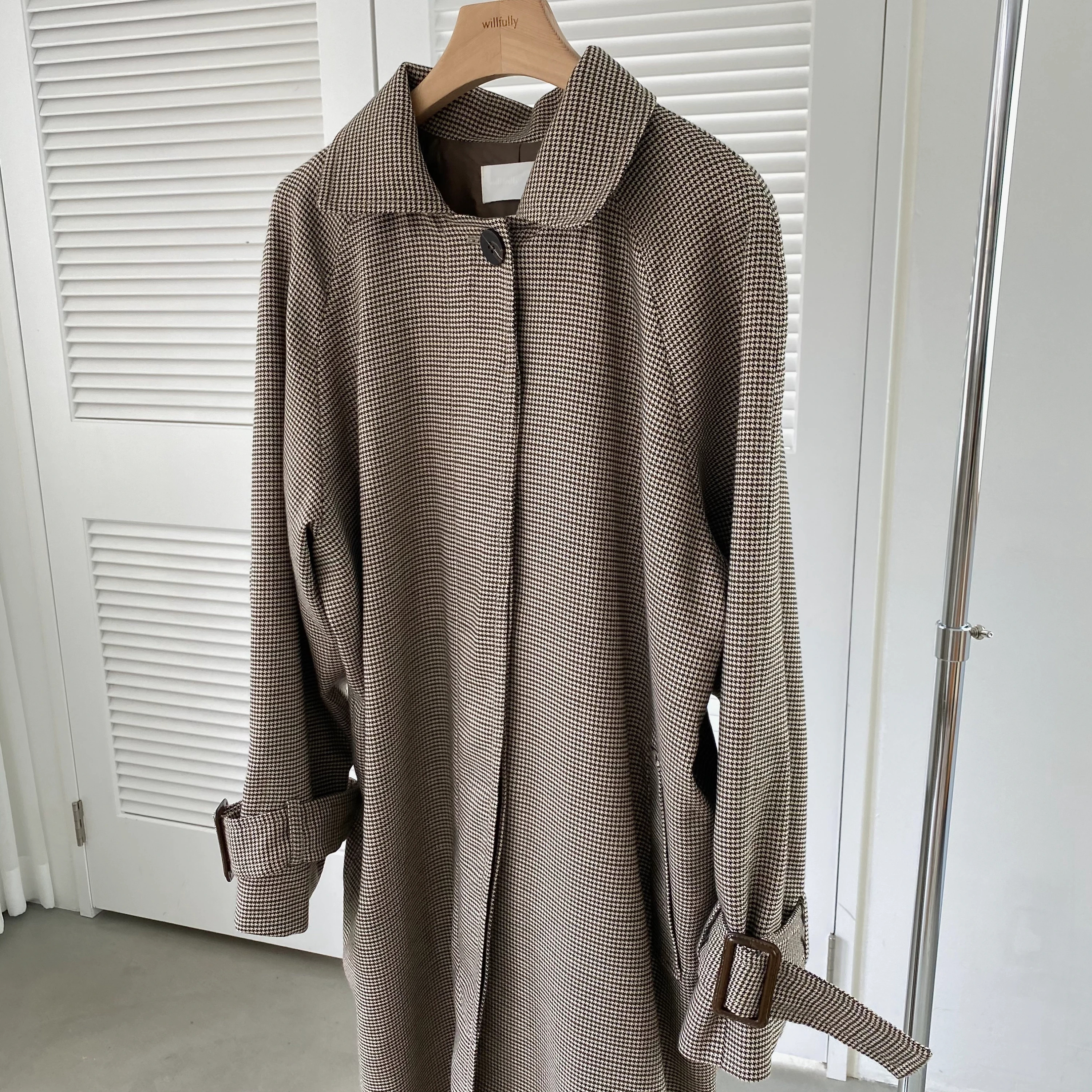 soutien collar check cocoon coat