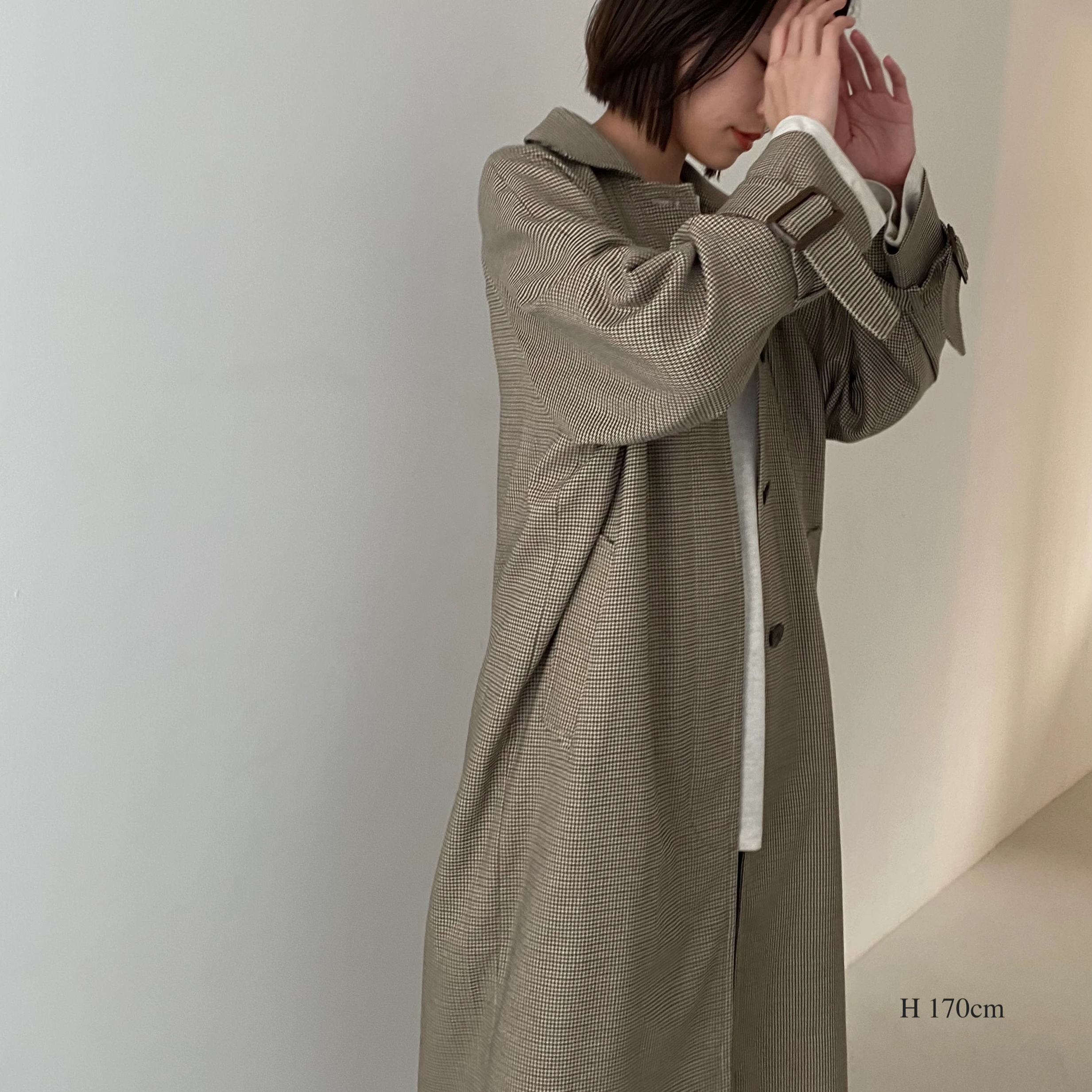 soutien collar check cocoon coat