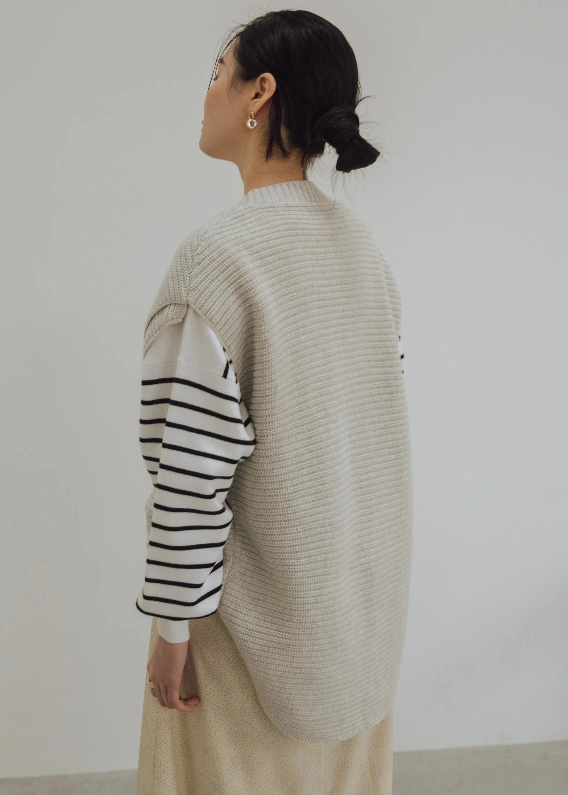 layered asymmetry knit vest