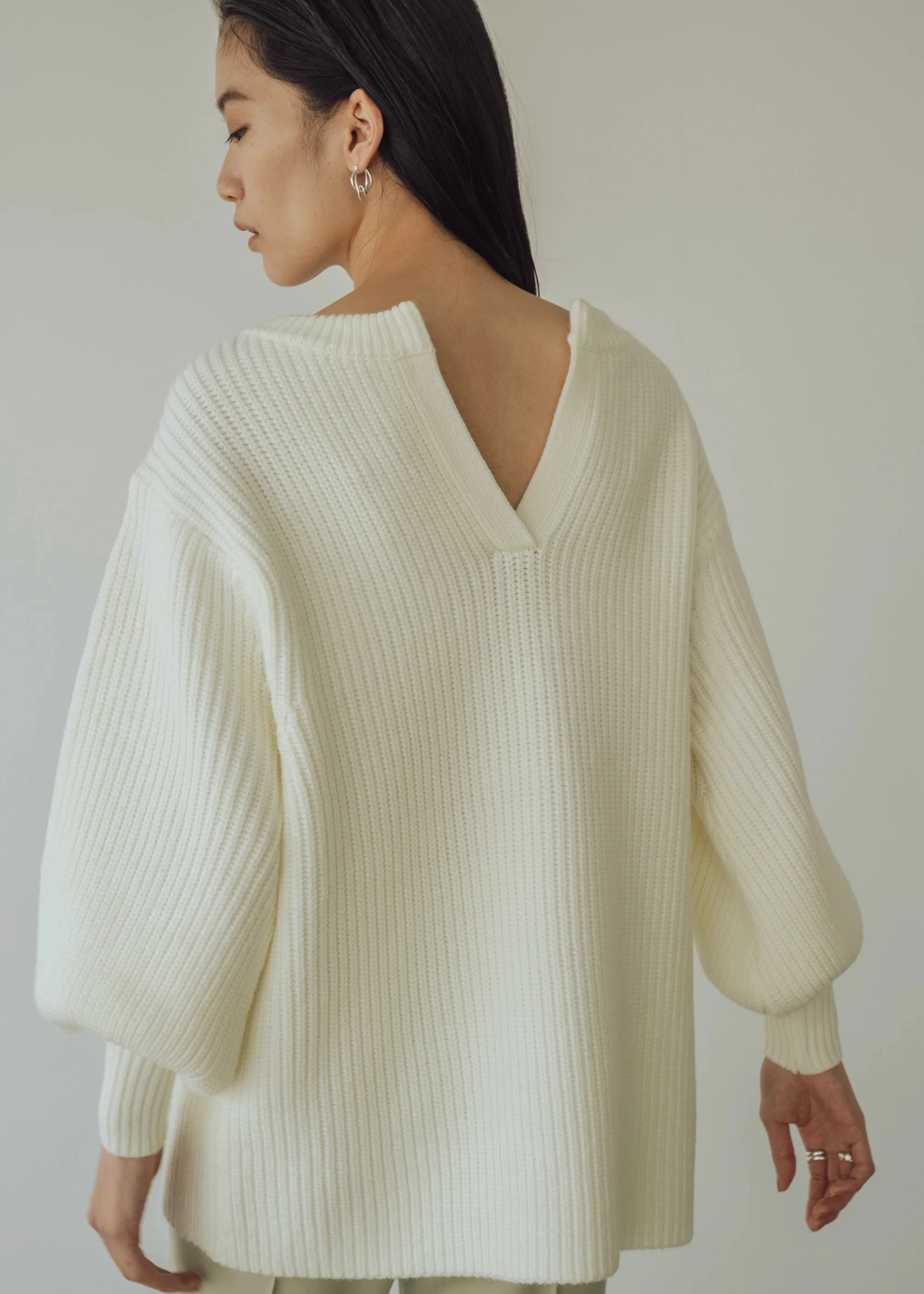 skipper 2way layered volume sleeve knit / willfully（ウィルフリー