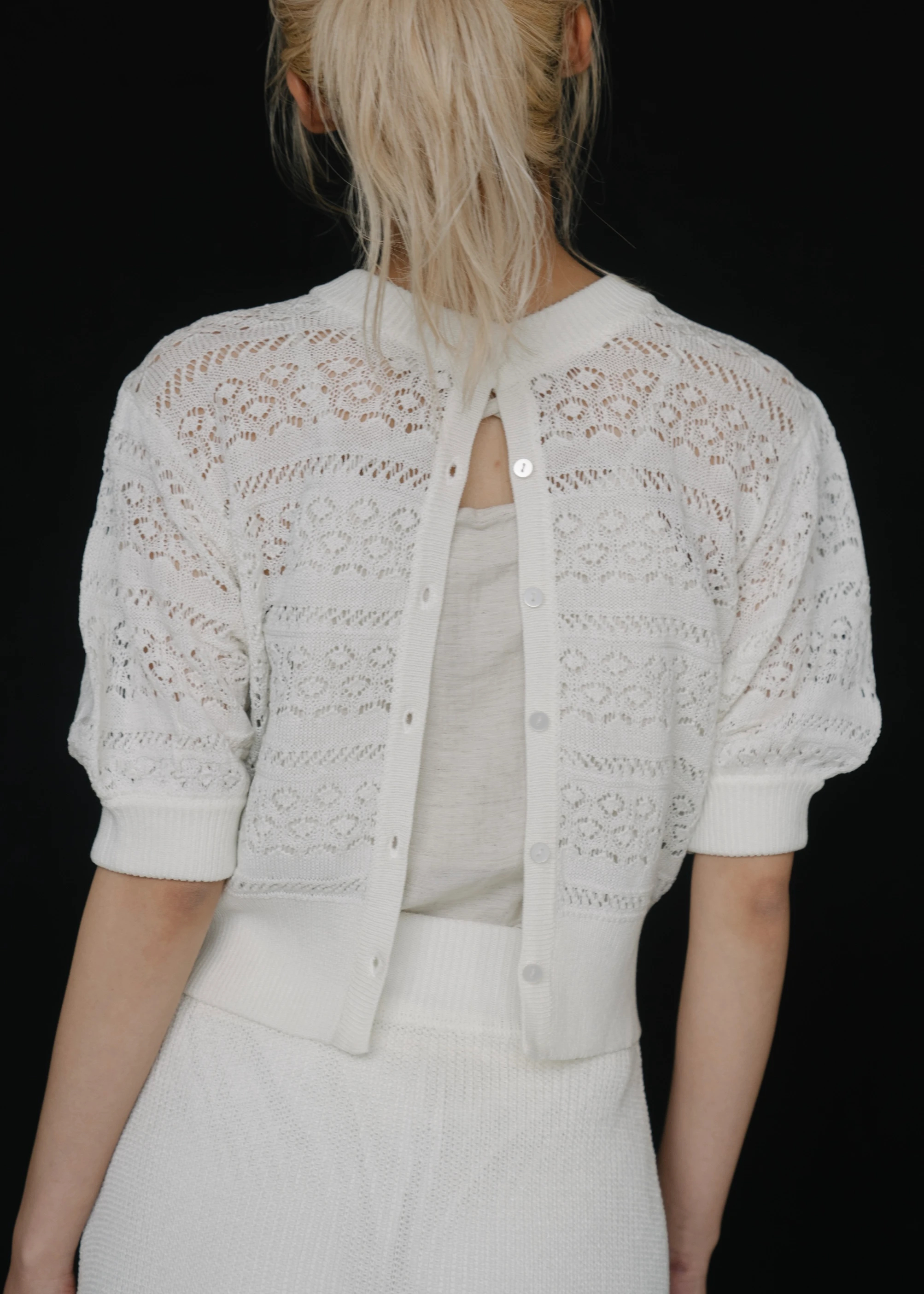 lacework half sleeve 3way knit