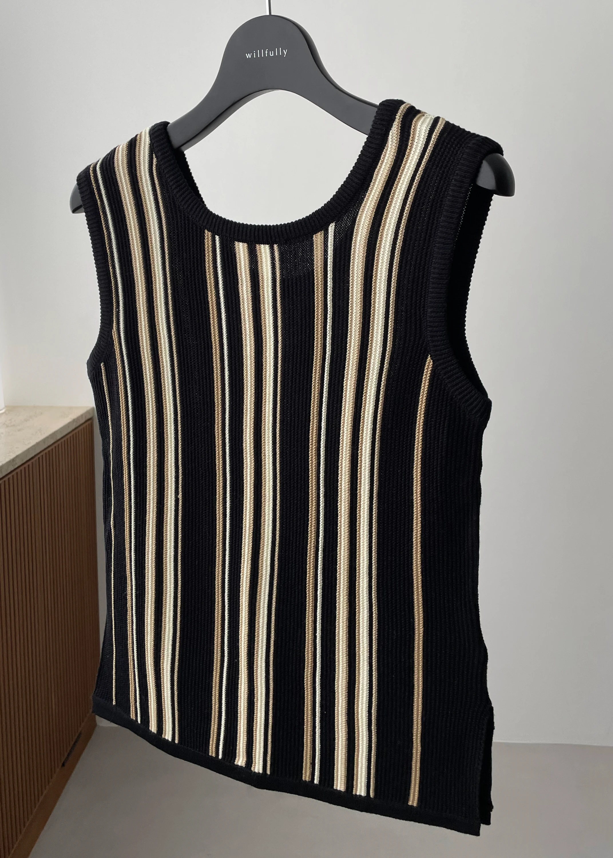 random multi stripe 2way knit tank top