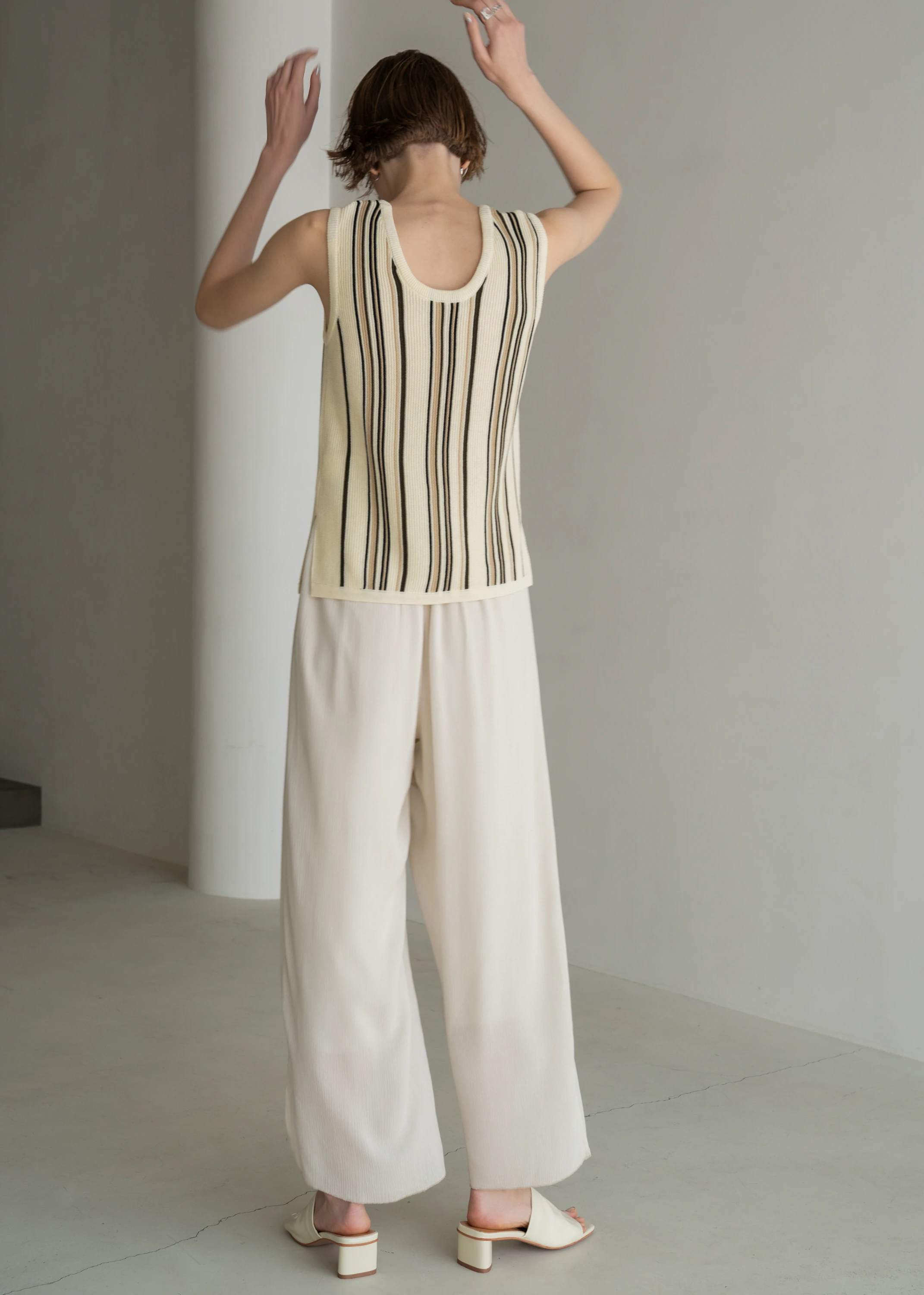 random multi stripe 2way knit tank top / willfully（ウィルフリー 