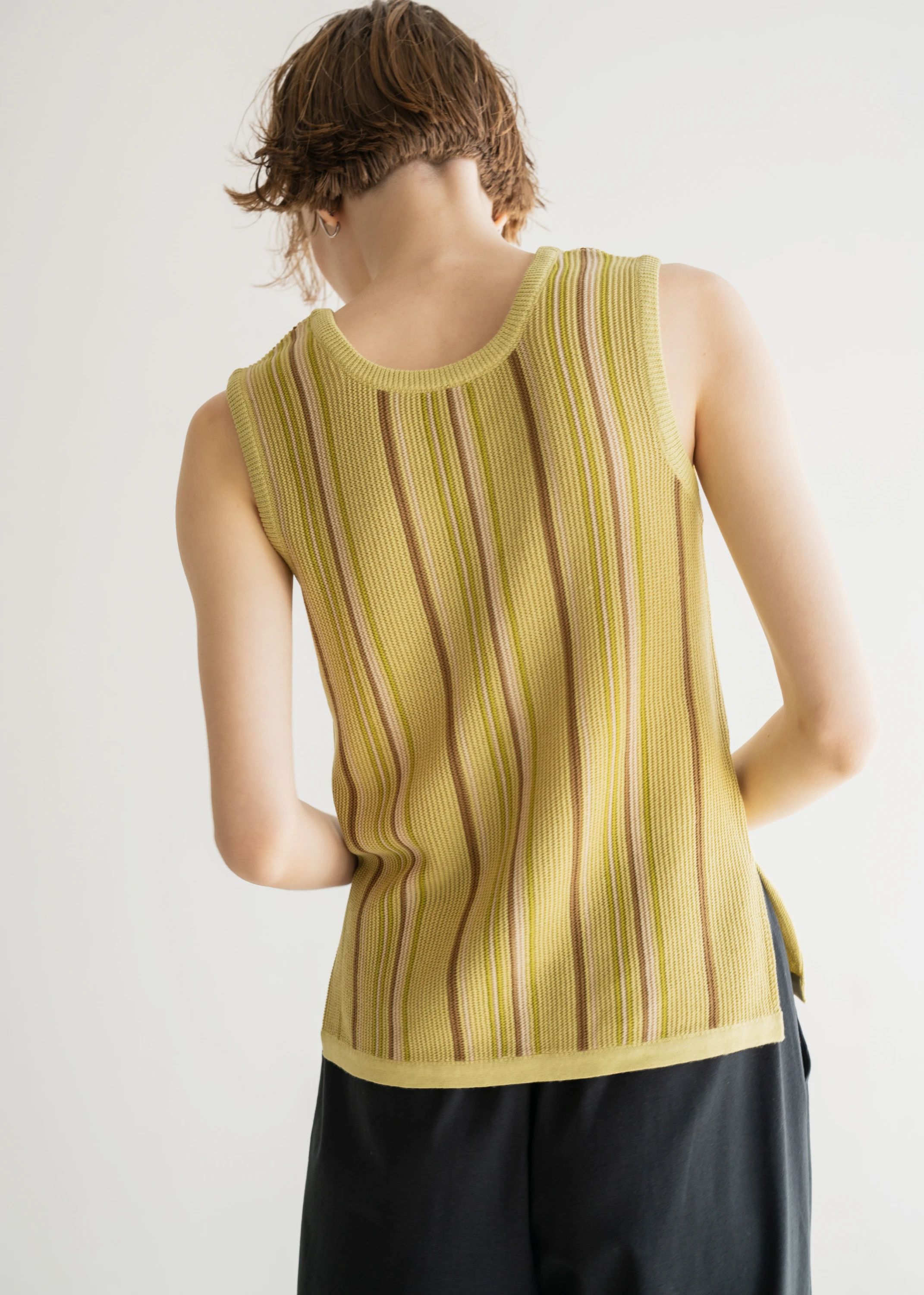 random multi stripe 2way knit tank top