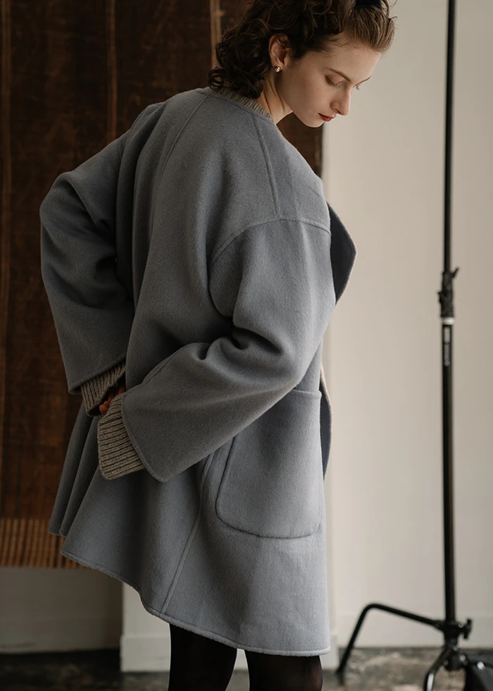 no collar tailoring reversible medium coat / willfully（ウィル ...