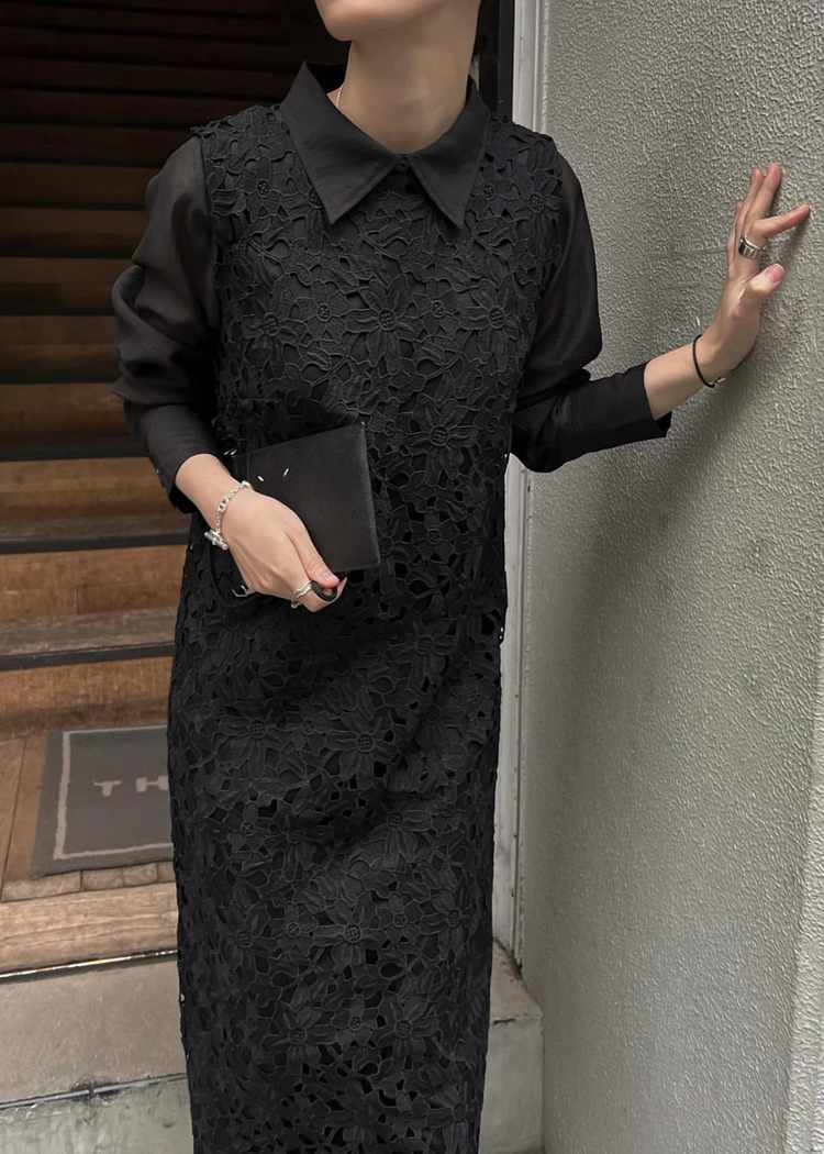 sheer shirt layered no sleeve lace OP / willfully（ウィルフリー）のonepiece通販
