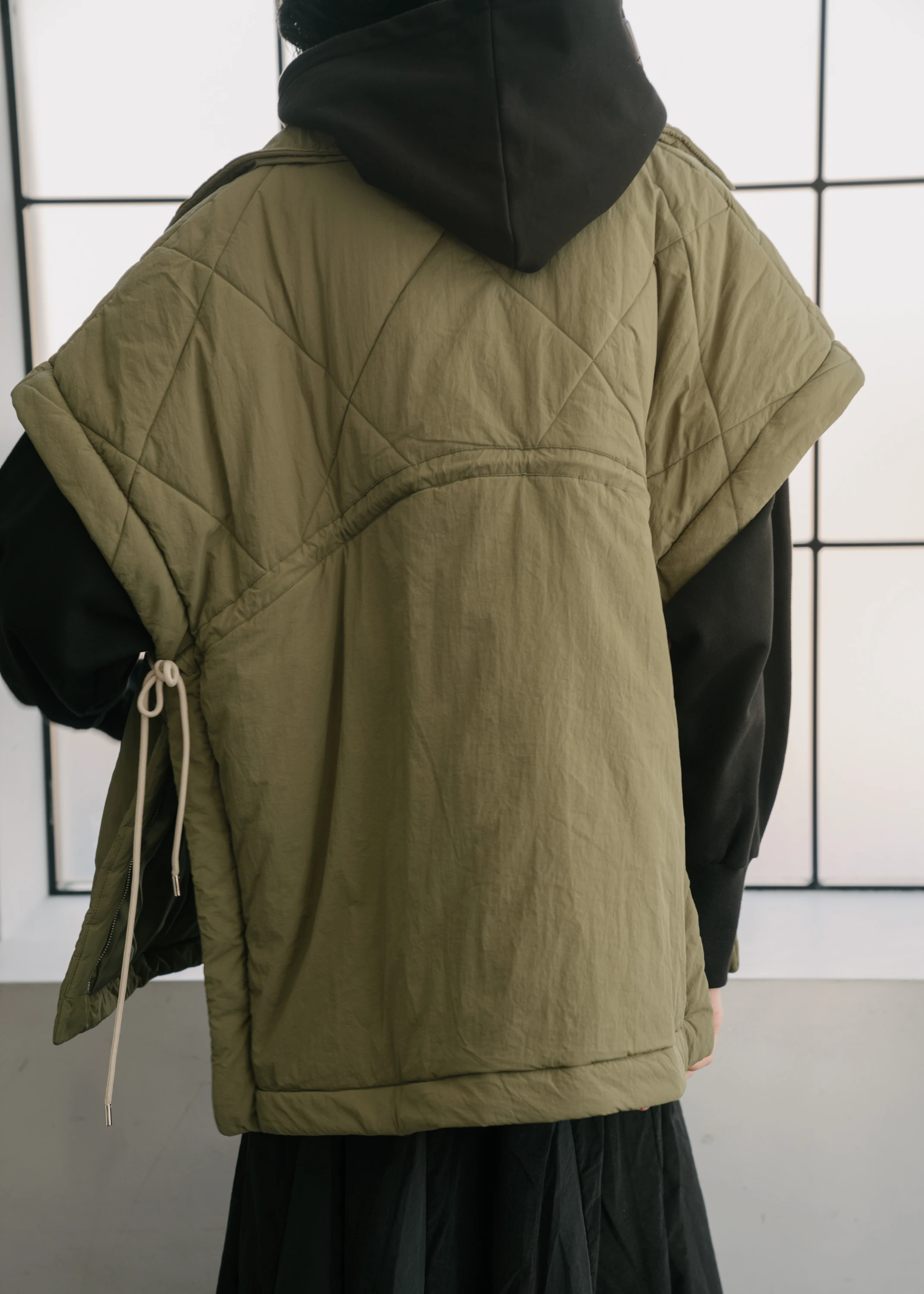 poncho deformation panel quilting coat