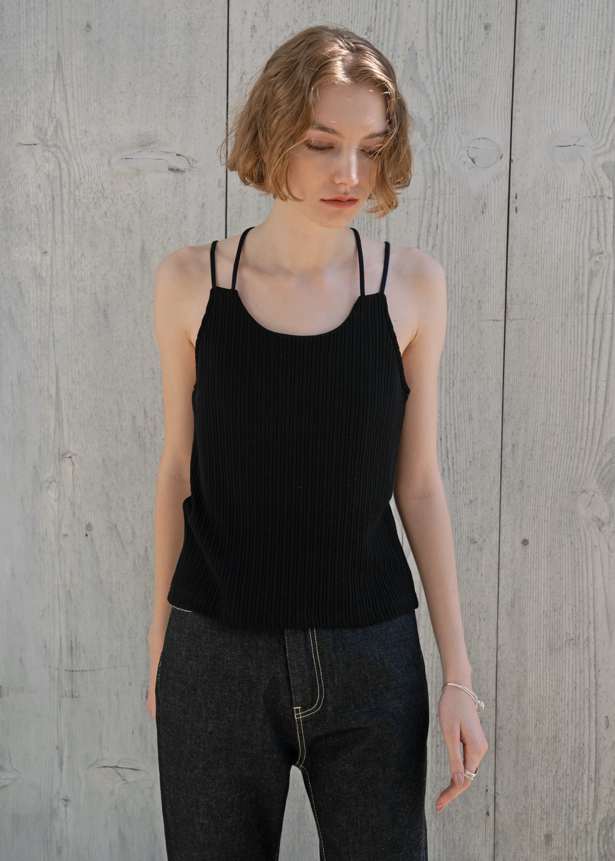 back cross double strap rib camisole / willfully（ウィルフリー）の