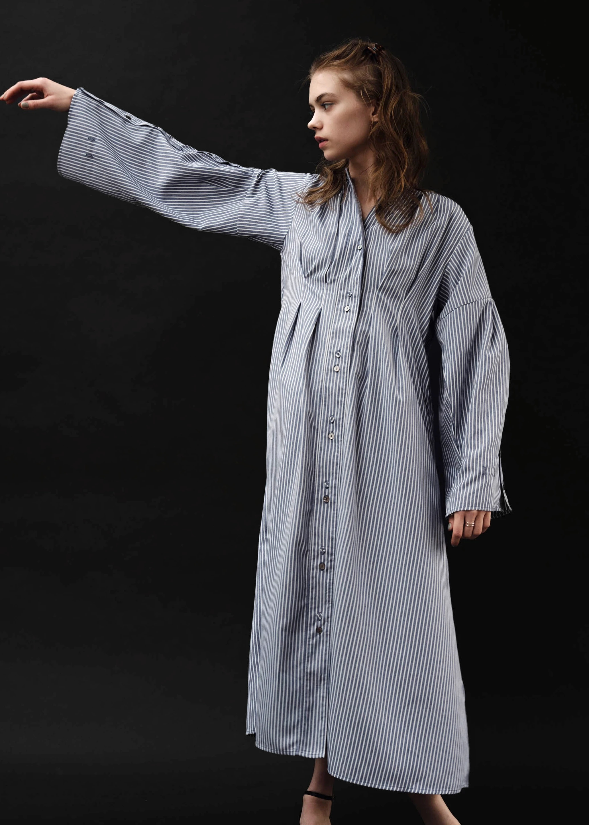 button flare sleeve stripe cotton OP / willfully（ウィルフリー）の ...