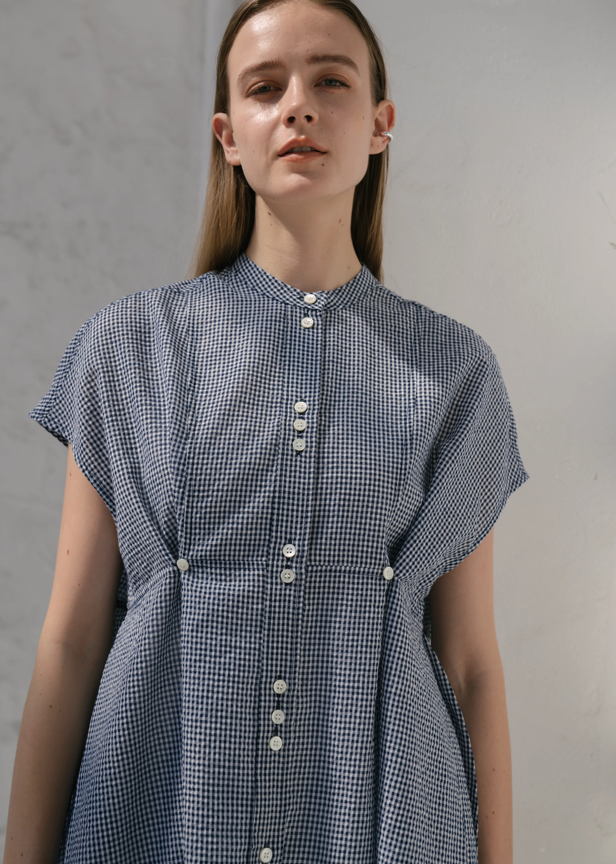 gingham check french sleeve SH