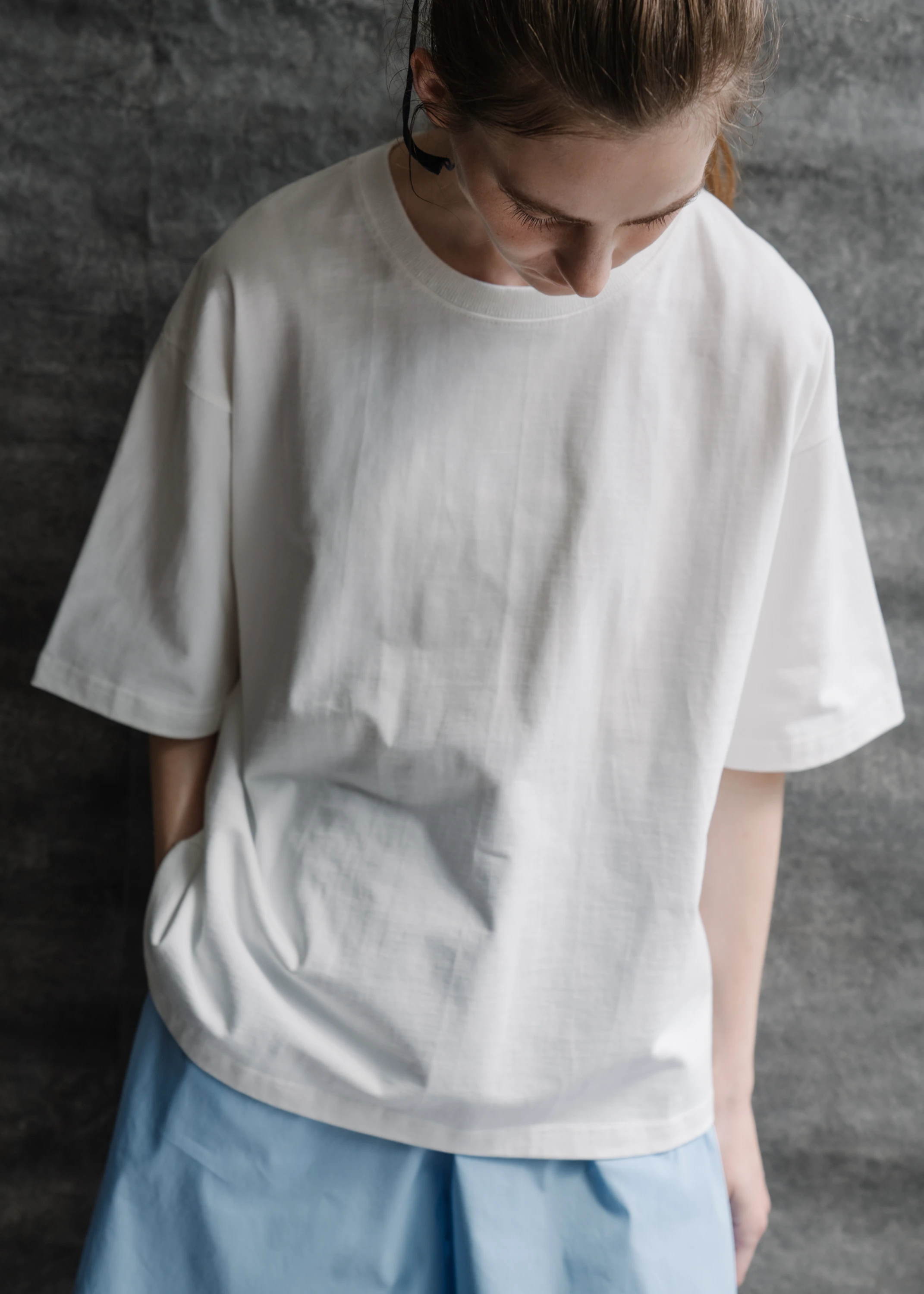 selectable size cotton back tag T-shirt