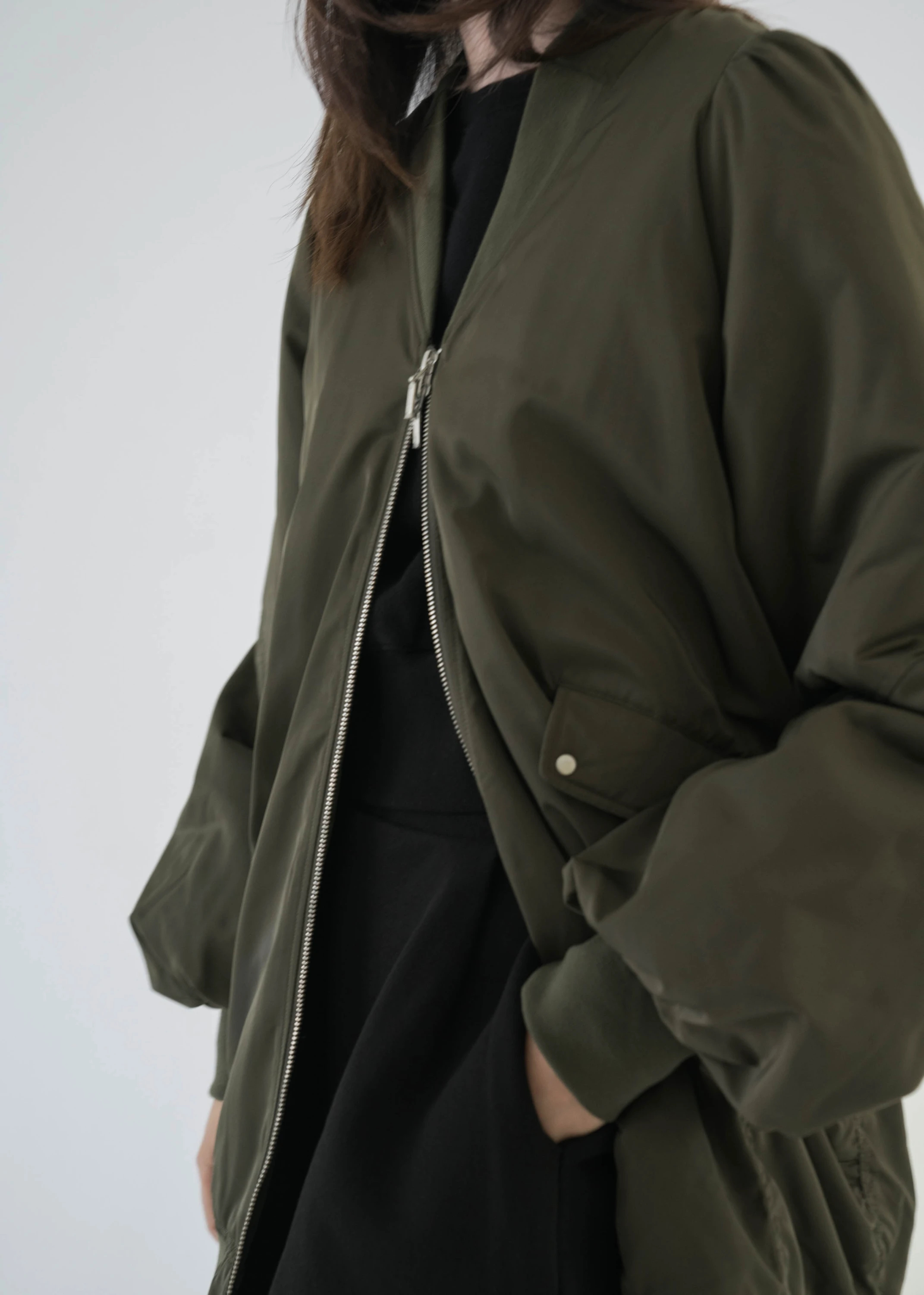 lapel like rib welling sleeve M/jacket