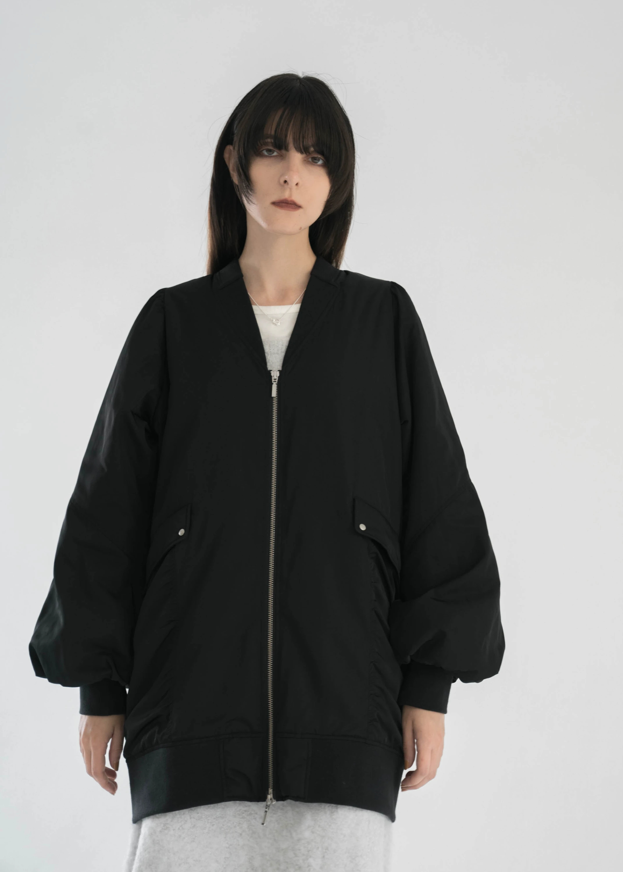 lapel like rib welling sleeve M/jacket