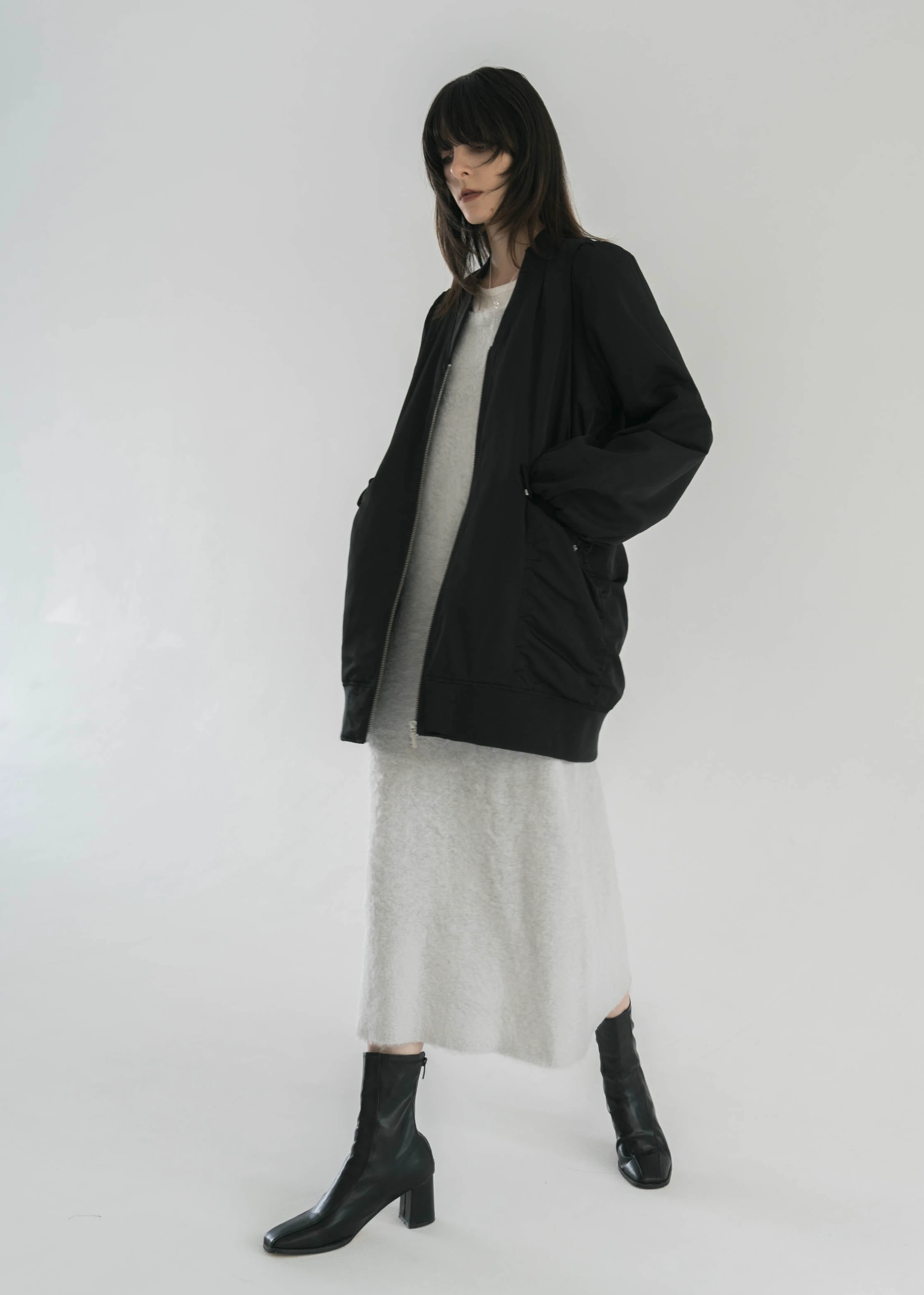 lapel like rib welling sleeve M/jacket