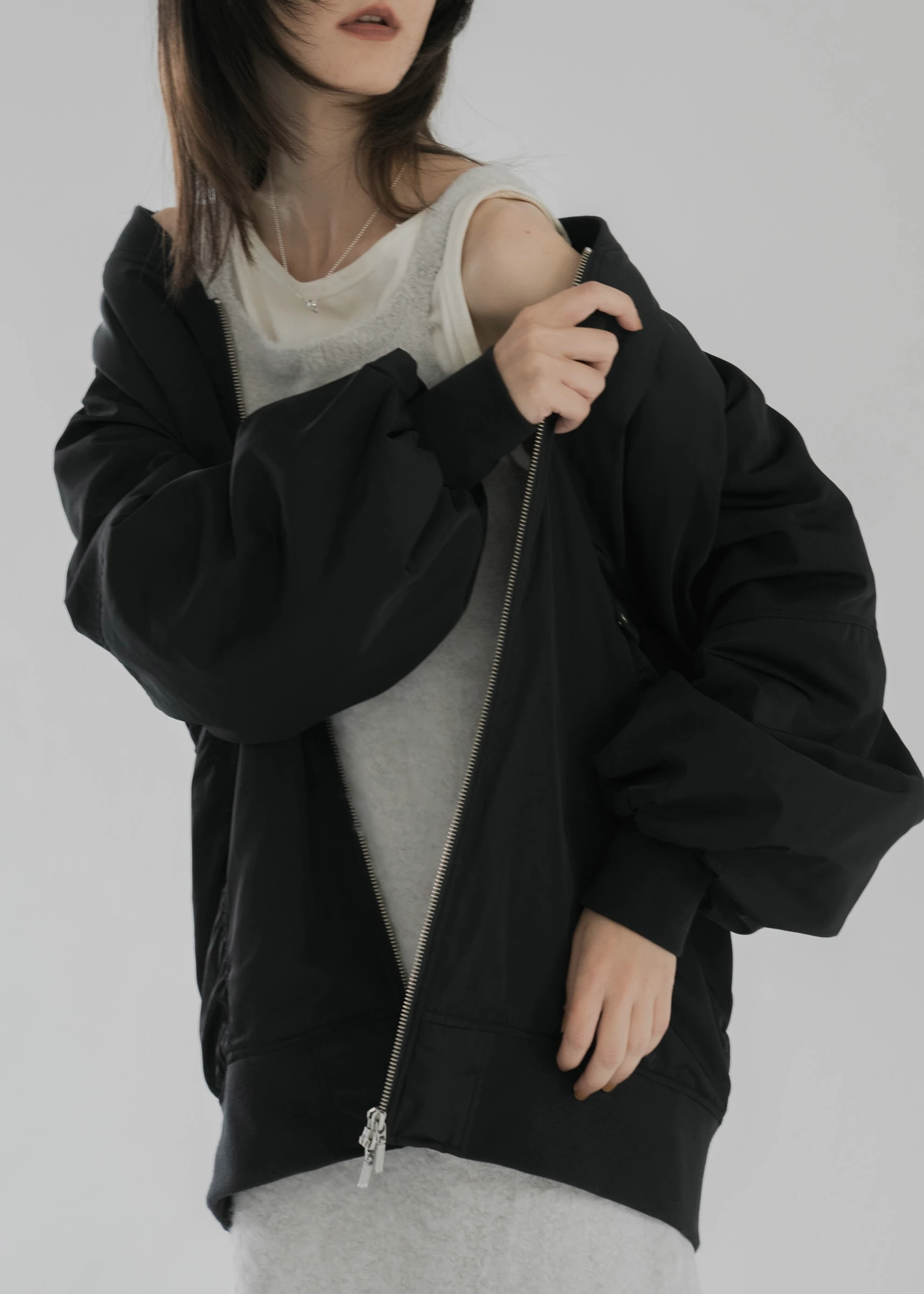 lapel like rib welling sleeve M/jacket