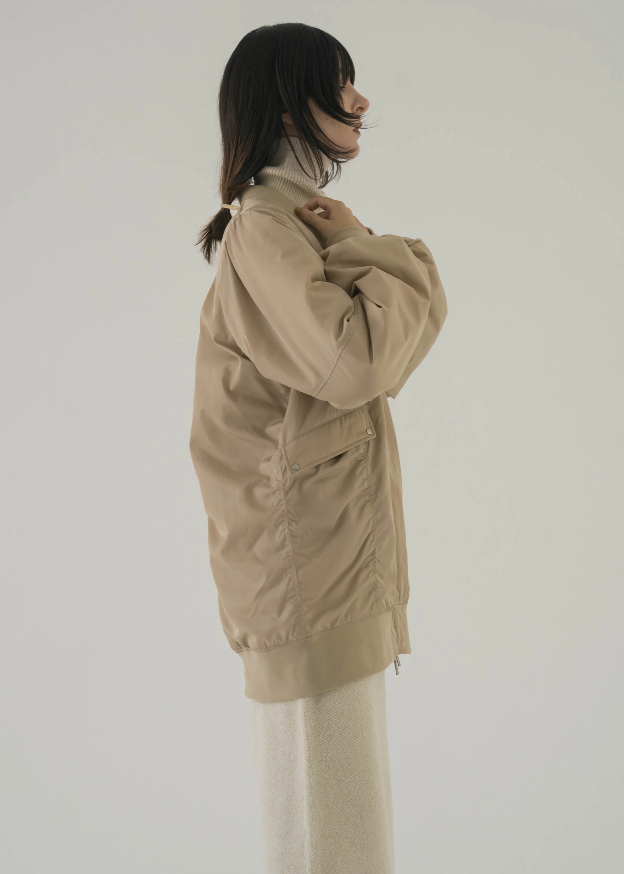 lapel like rib welling sleeve M/jacket