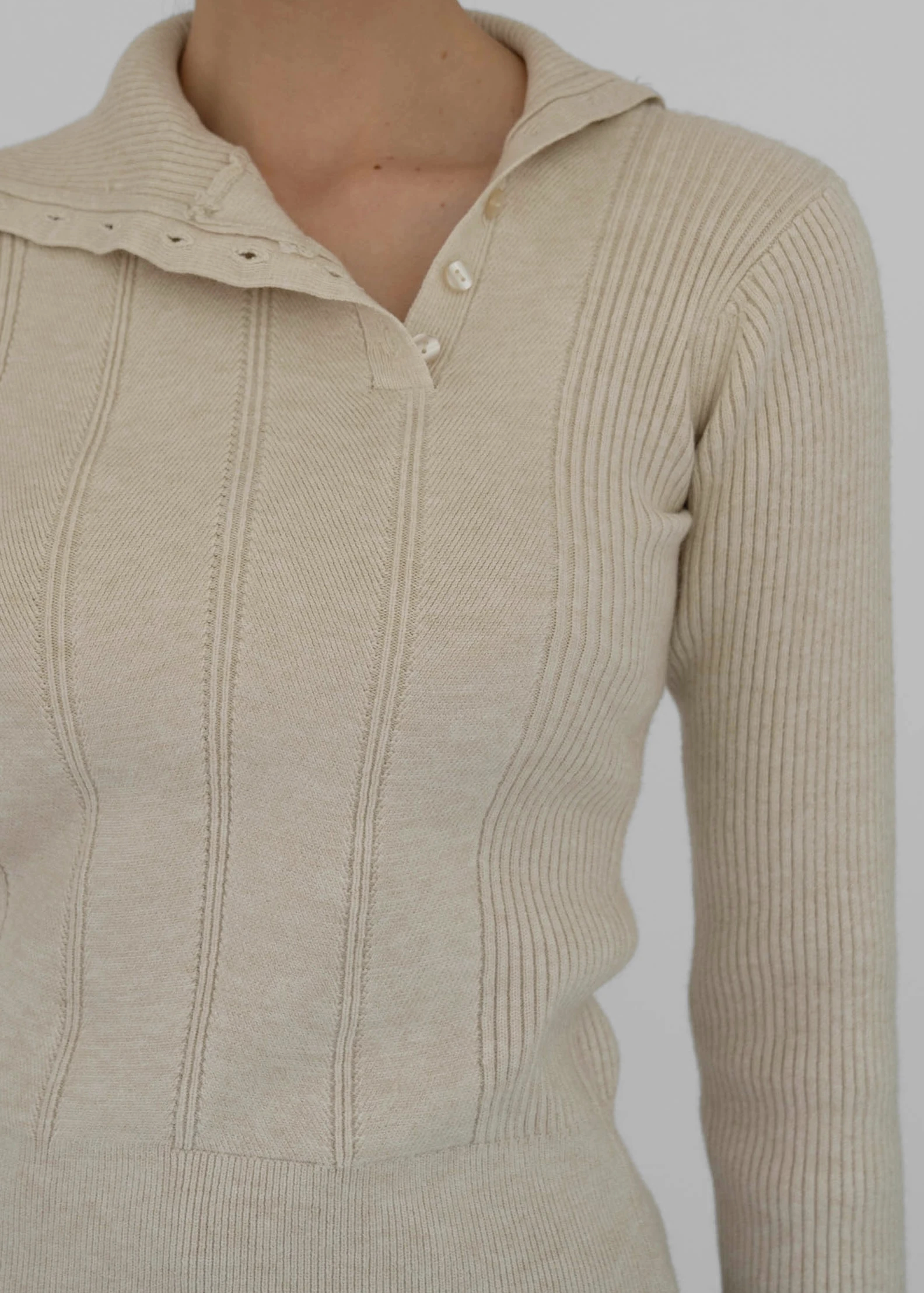 unfold botton turtle rib knit