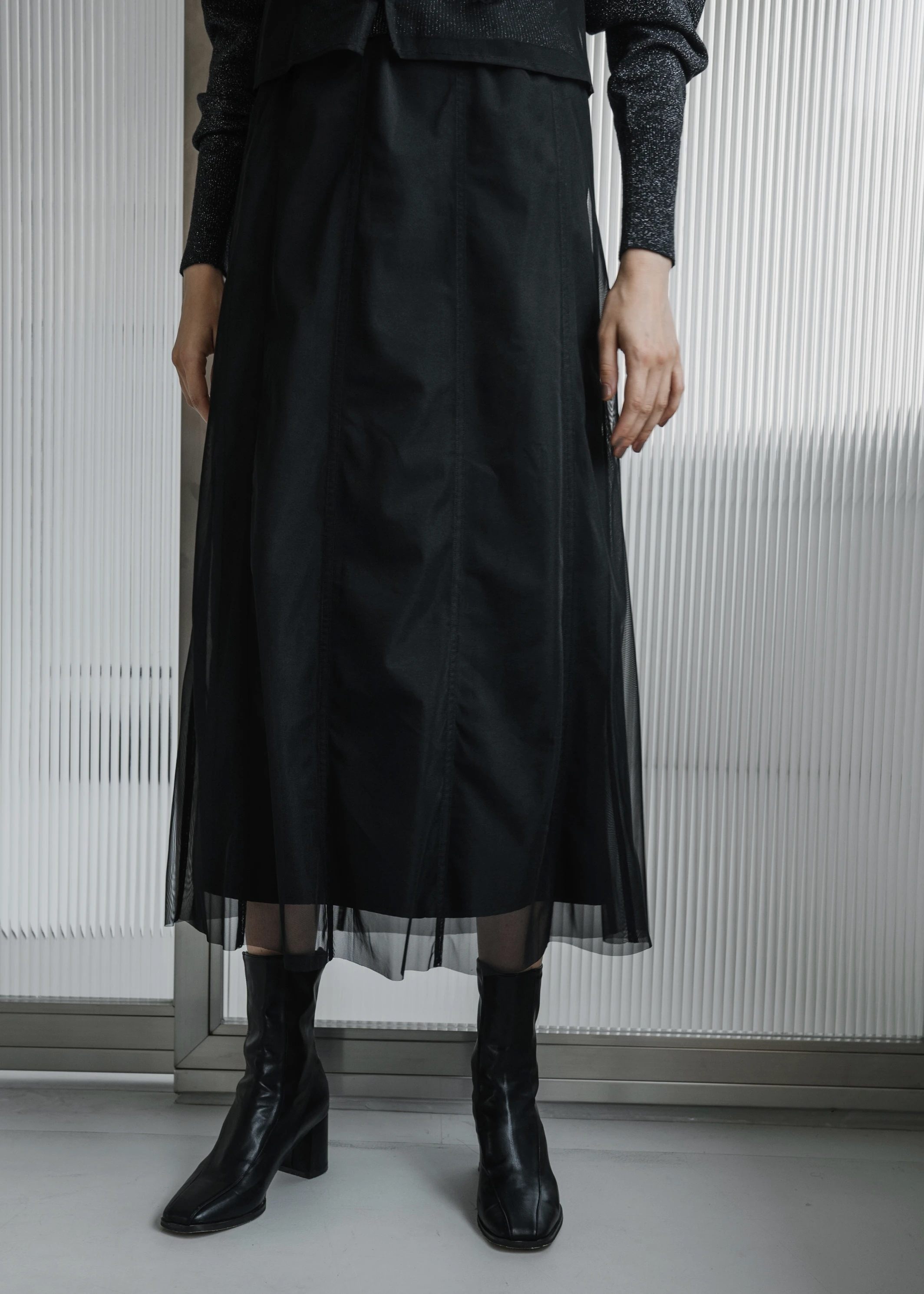 【willfully】sheer lame hem pleats knit SK