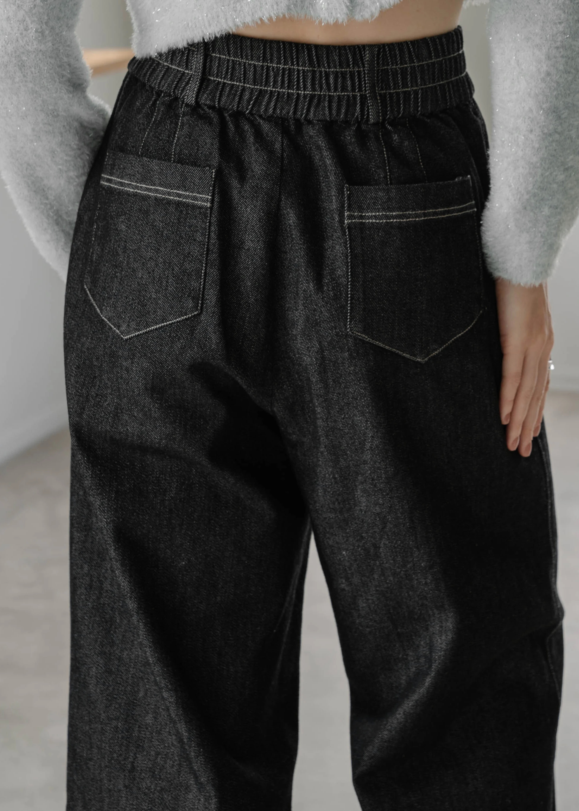 denim tuck hem stitch wide cocoon PT