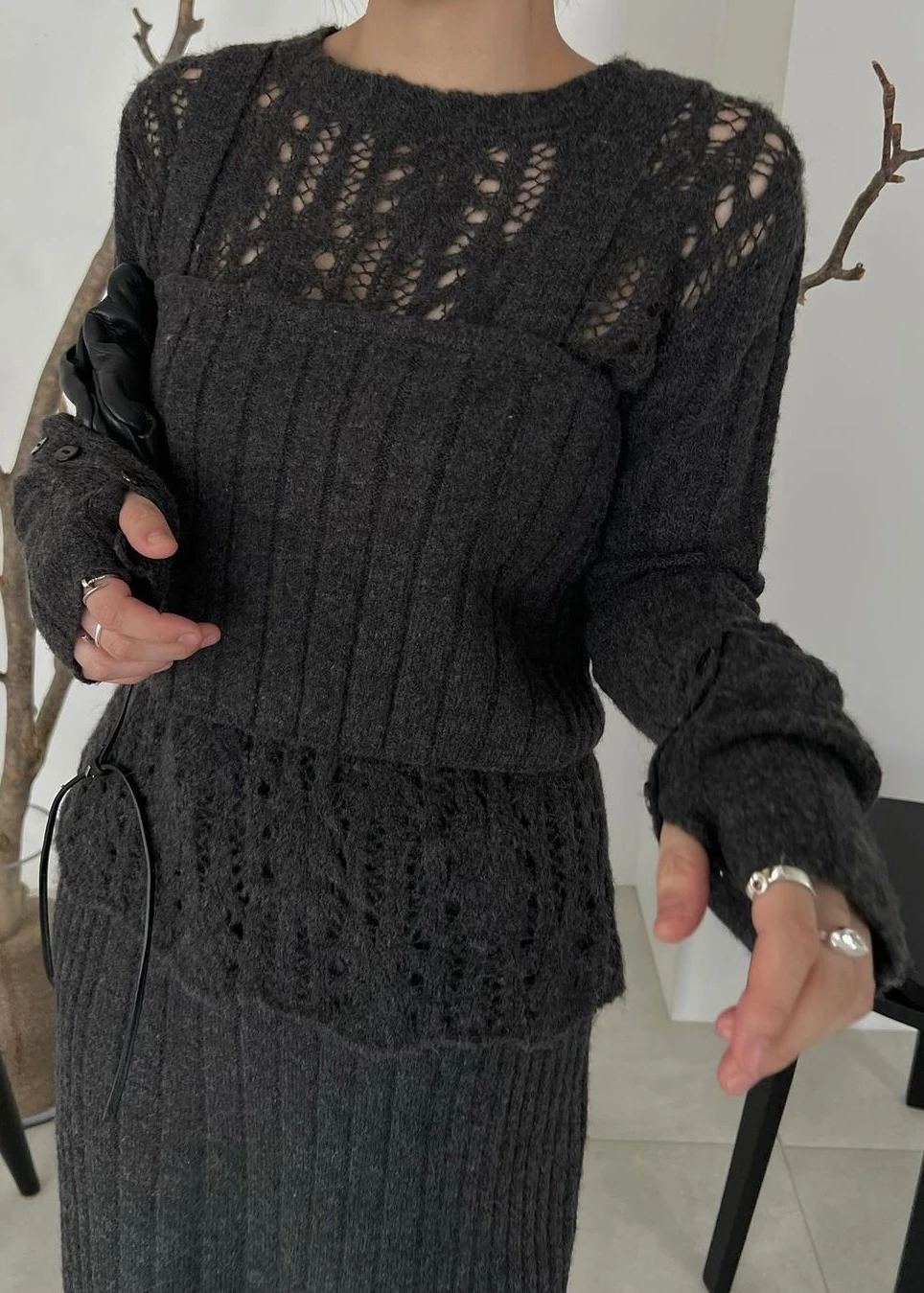 新品未使用willfully tiered rib sheer knit SK - ロングスカート