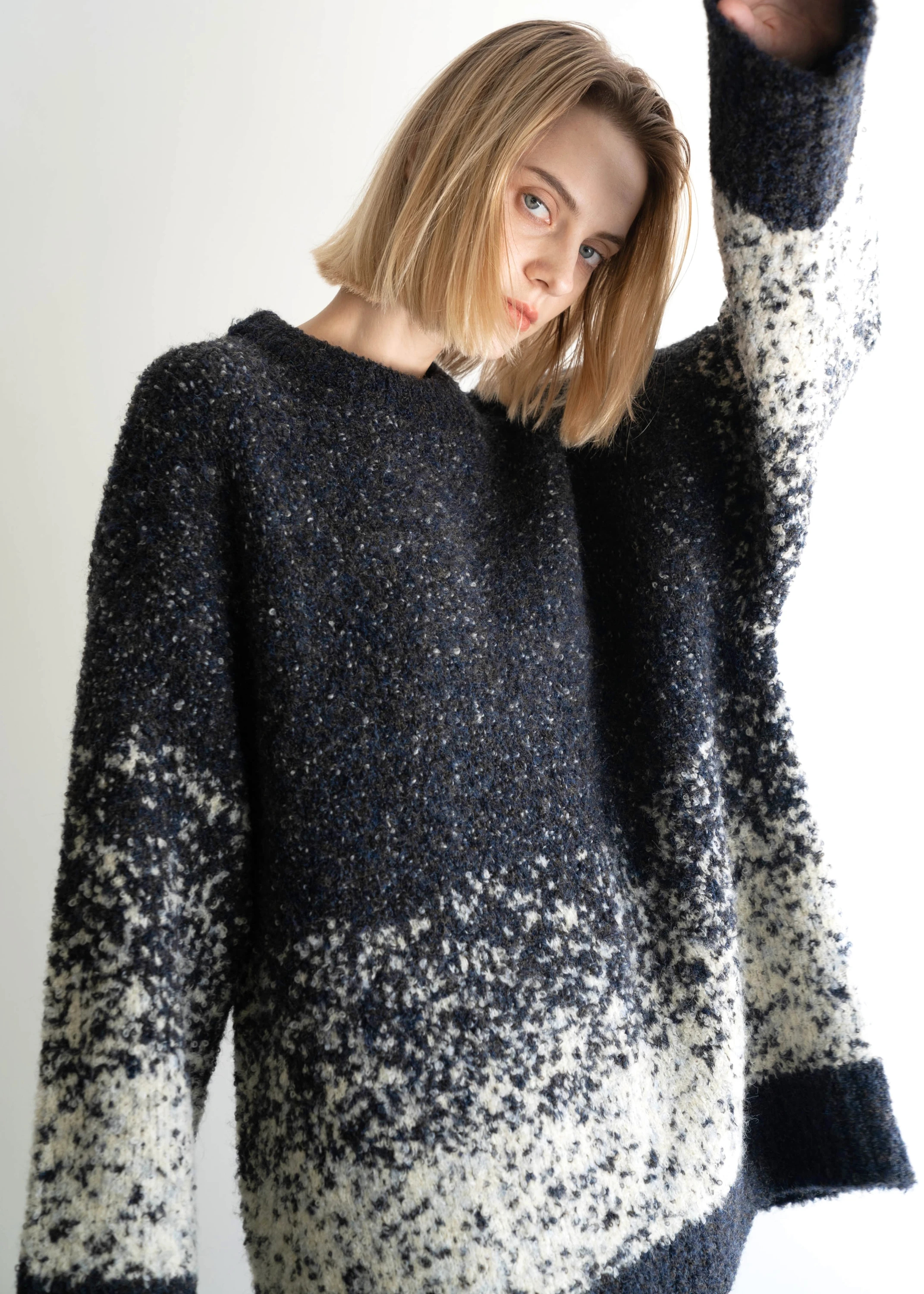 gradation jacquard big silhouette knit-