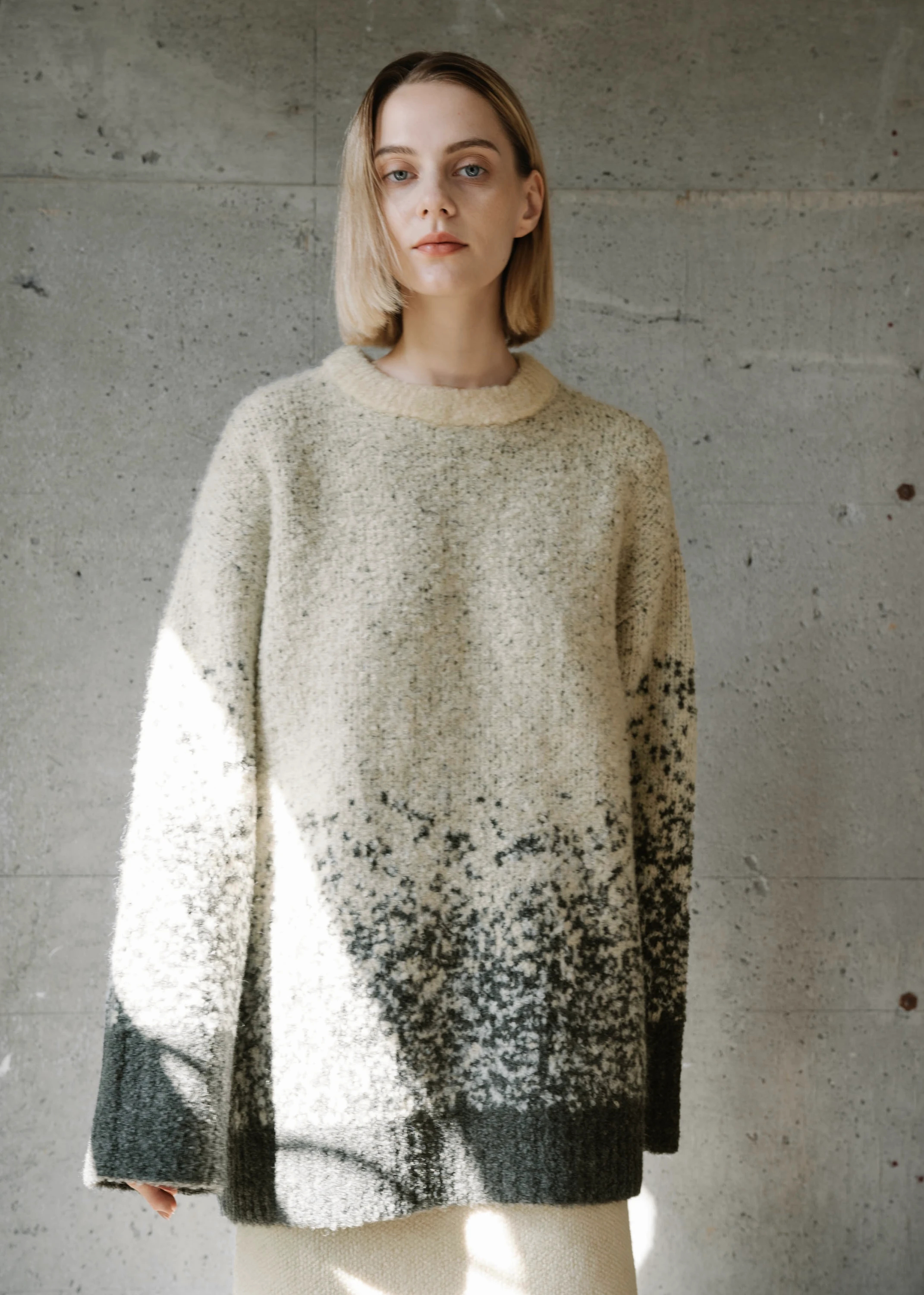 gradation jacquard big silhouette knit-