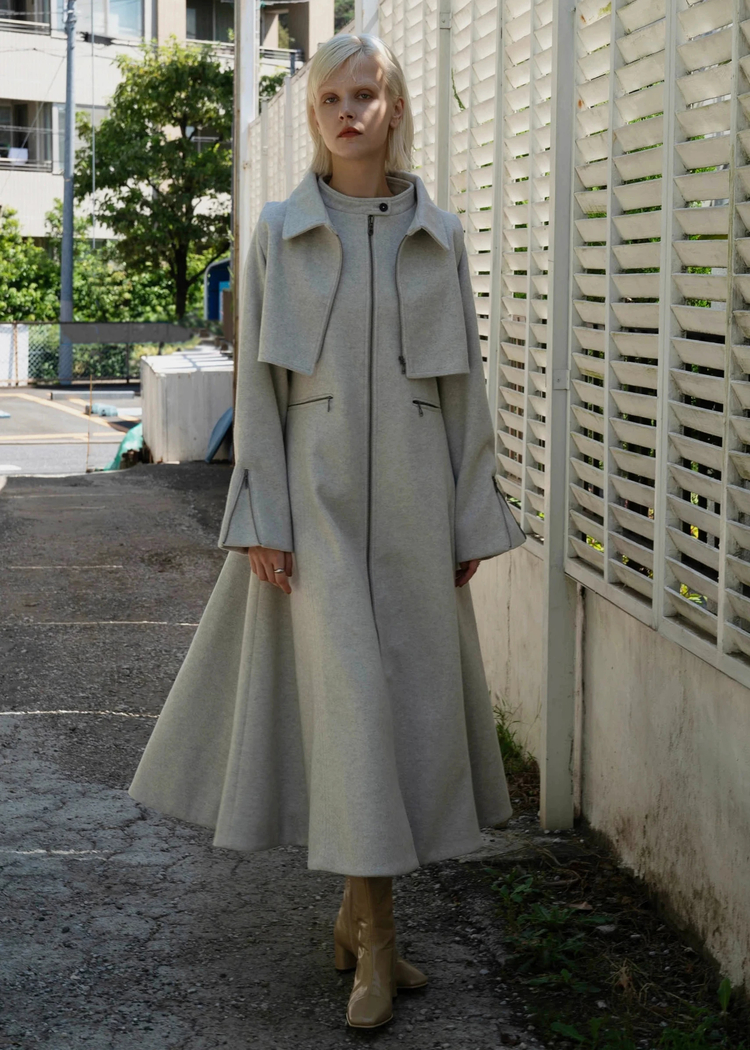 wave conversion gilet layered flare long coat / willfully（ウィル