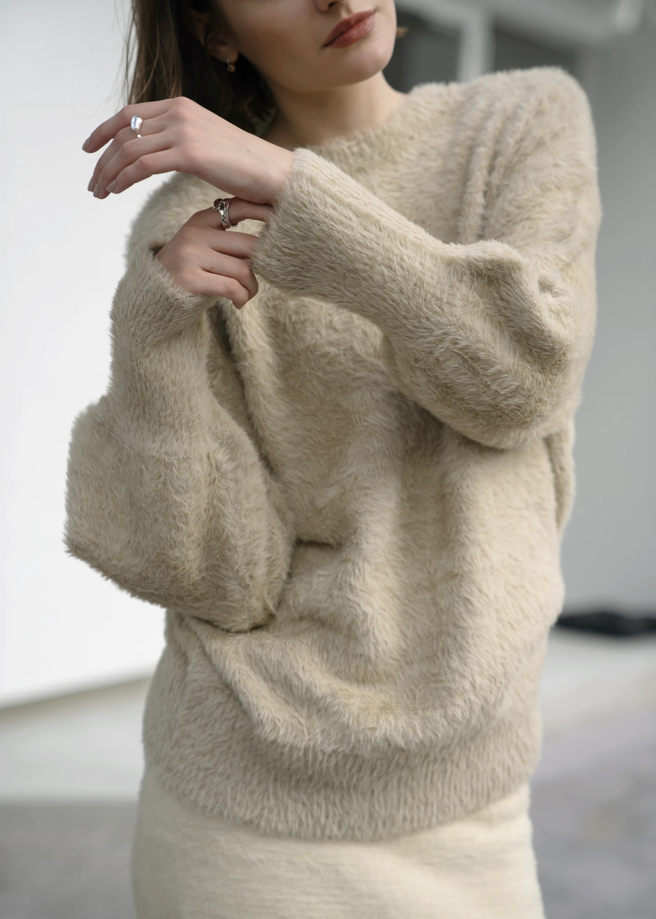 mix color shaggy fluffy knit