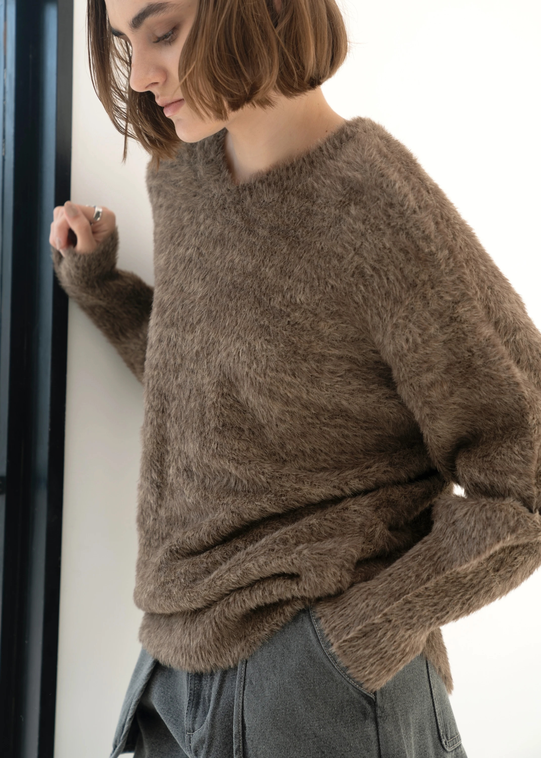 mix color shaggy fluffy knit