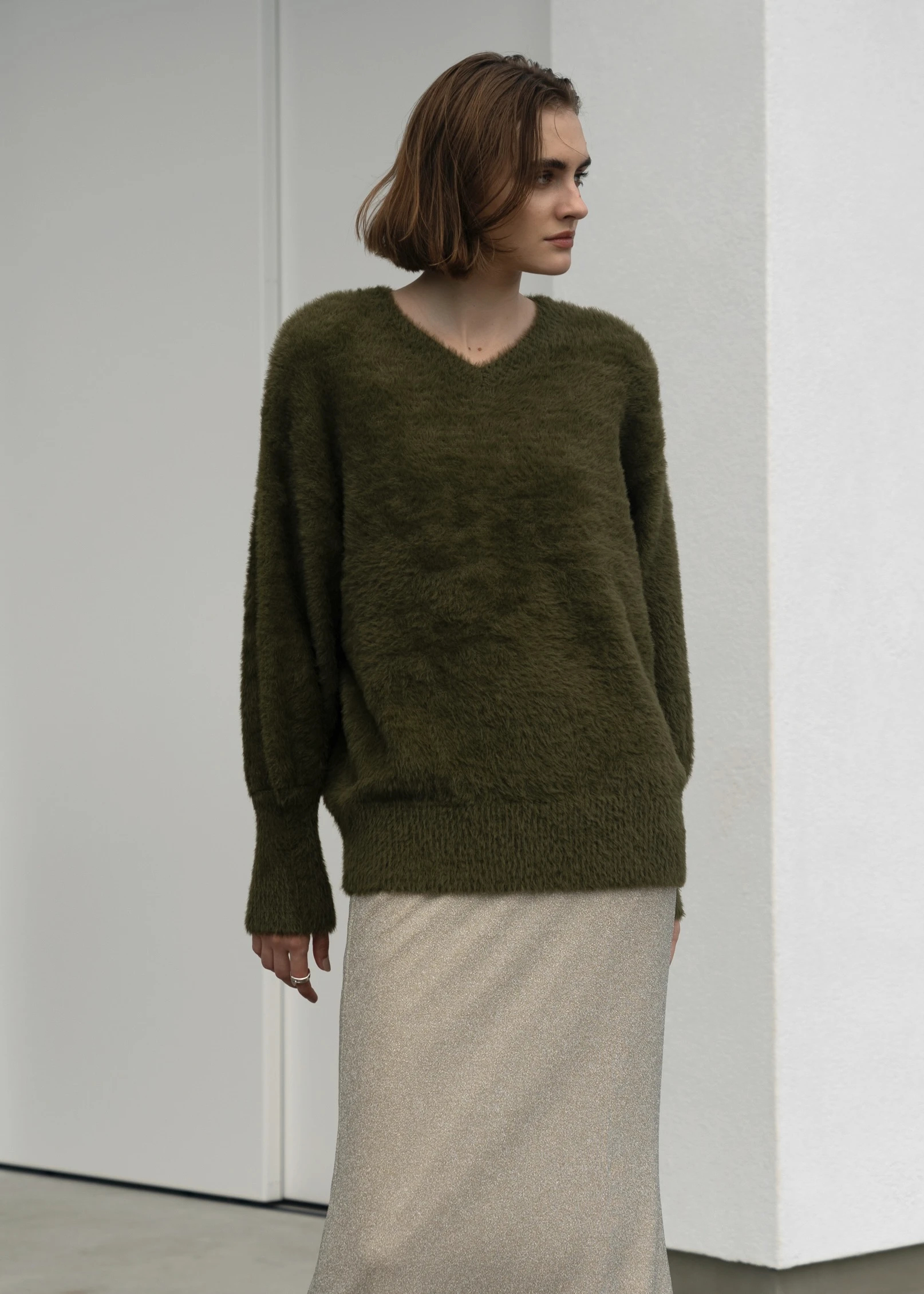 willfully mix color shaggy fluffy knit-