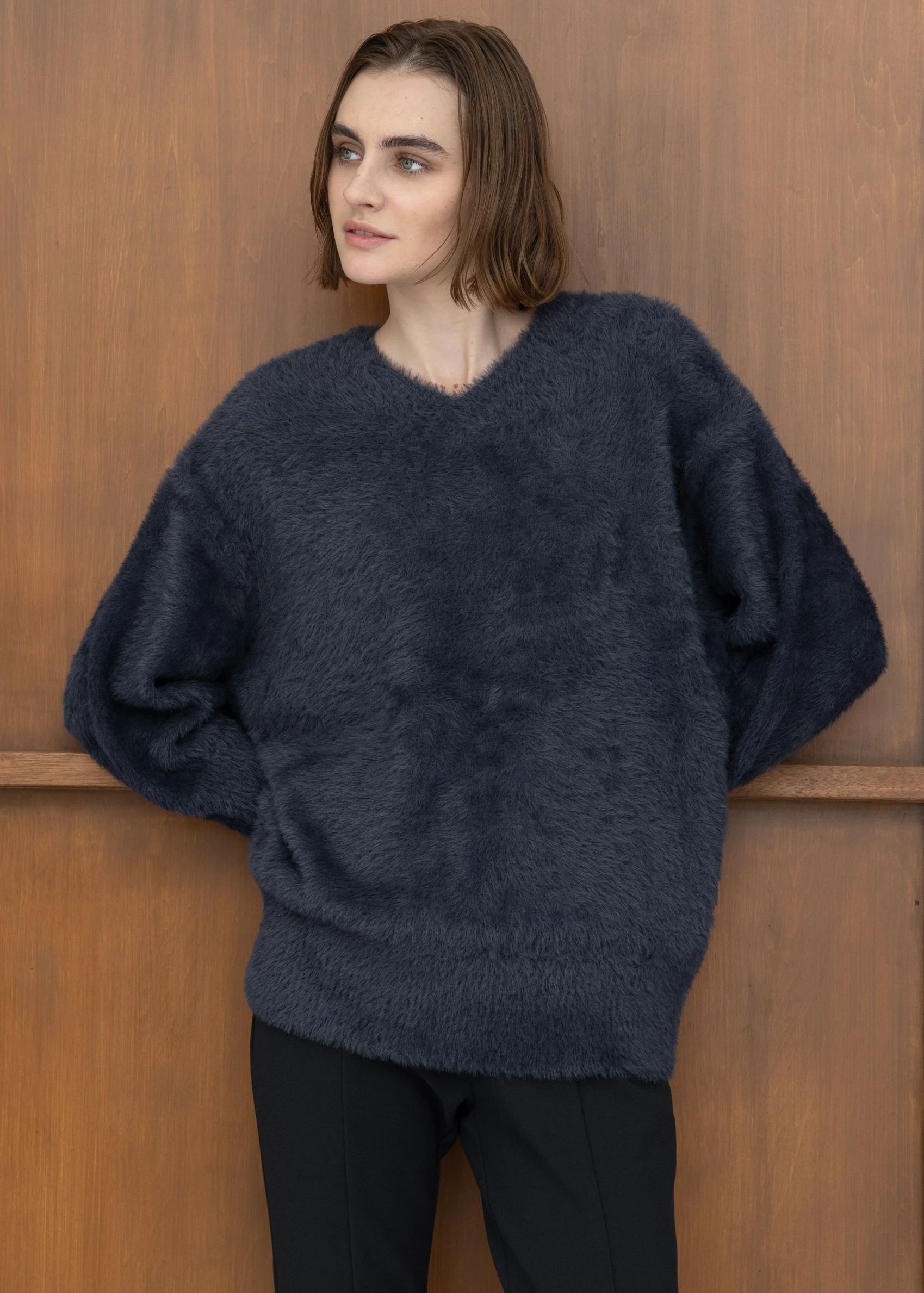 mix color shaggy fluffy knit