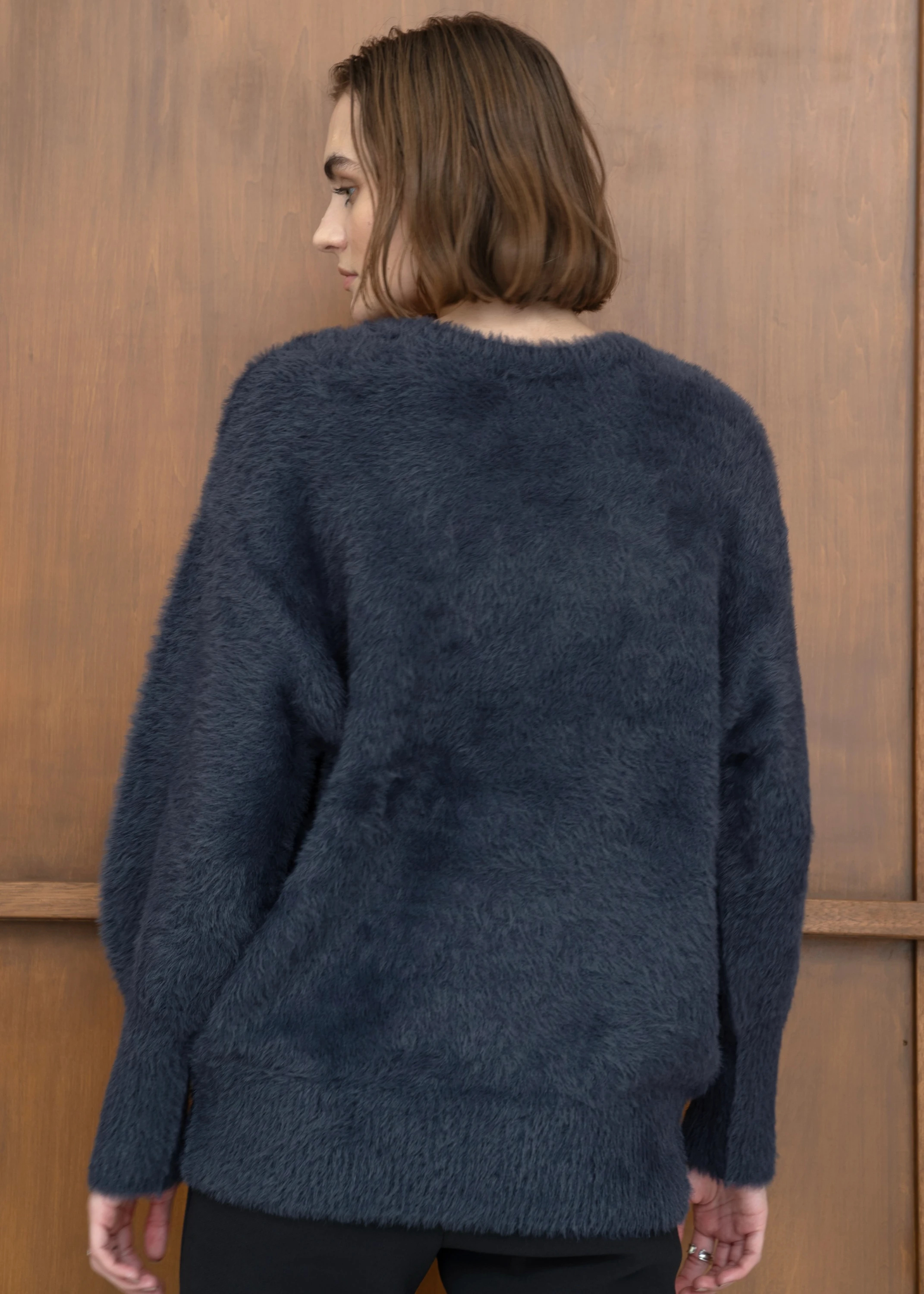 mix color shaggy fluffy knit