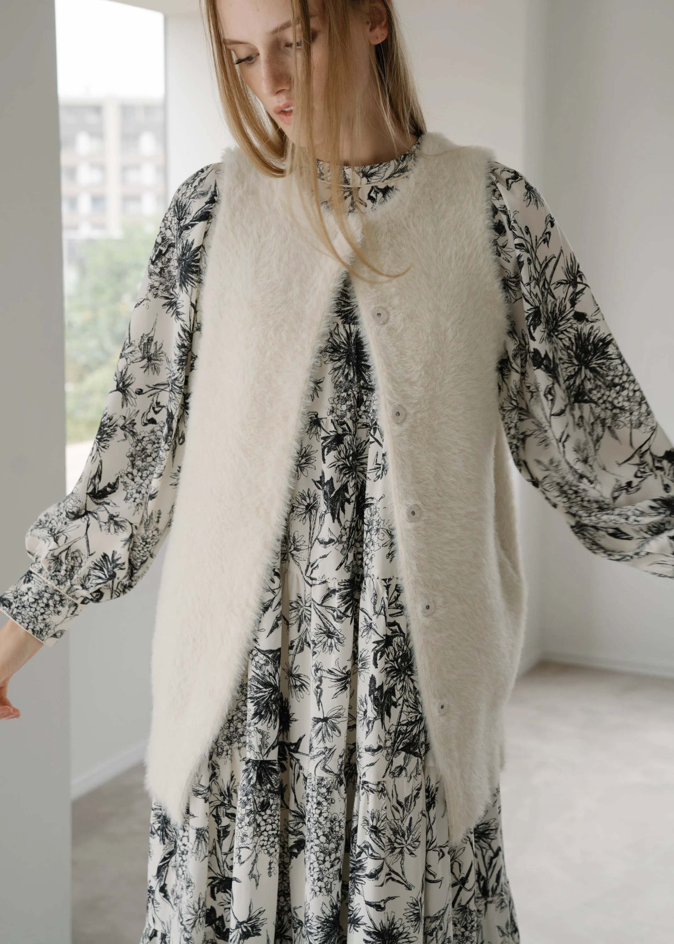 multi way shaggy knit vest