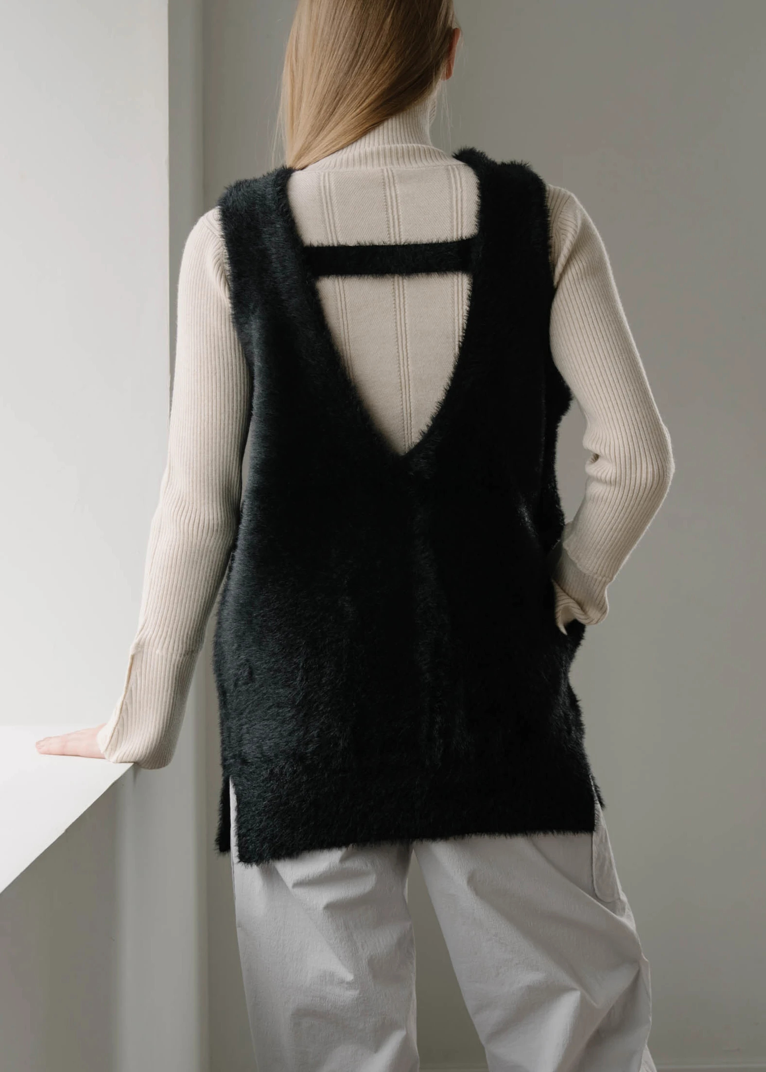 futurearchive /shaggy knit vest blue - ベスト