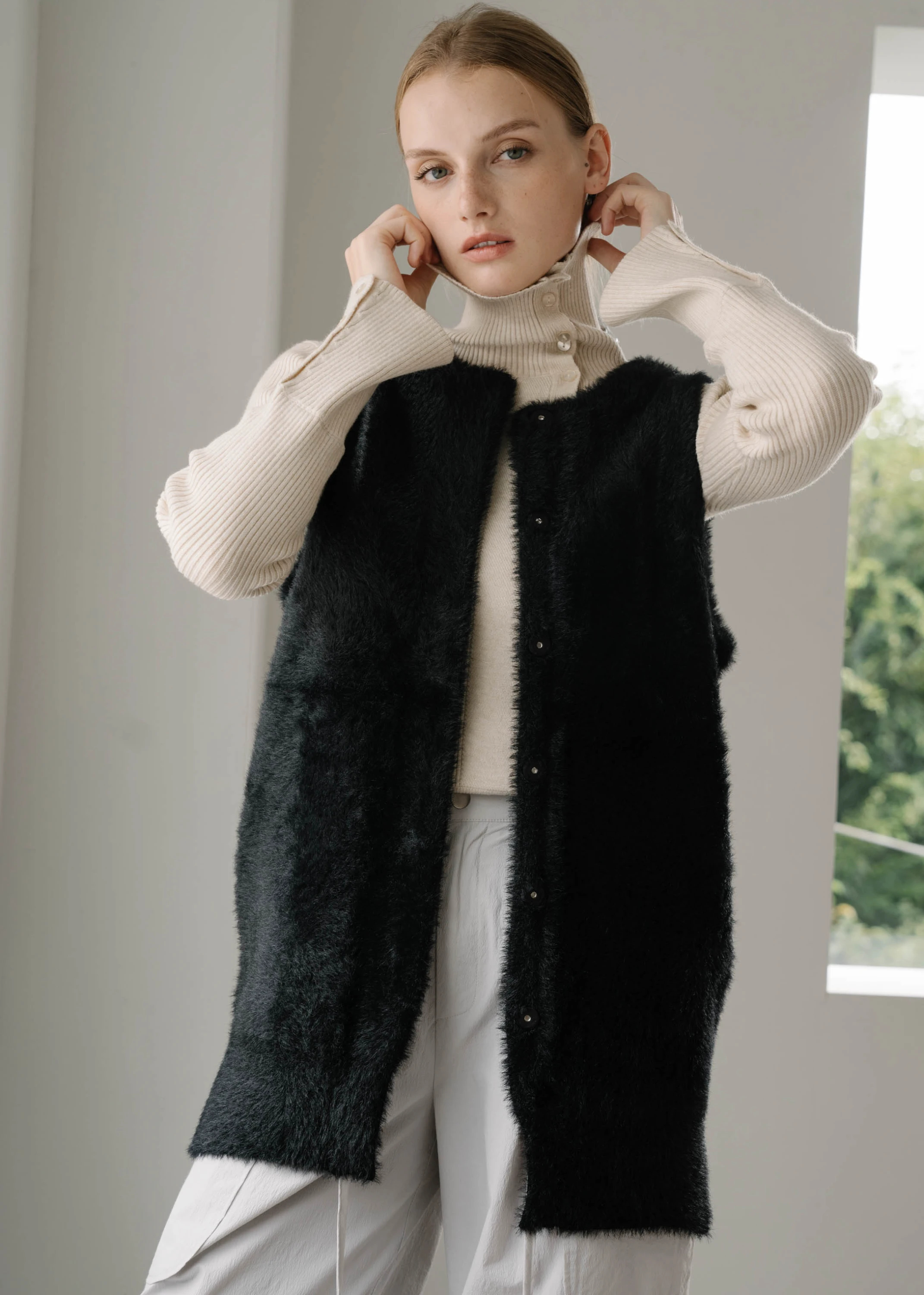 純正オンラインストア willfully / multi way shaggy knit vest - トップス