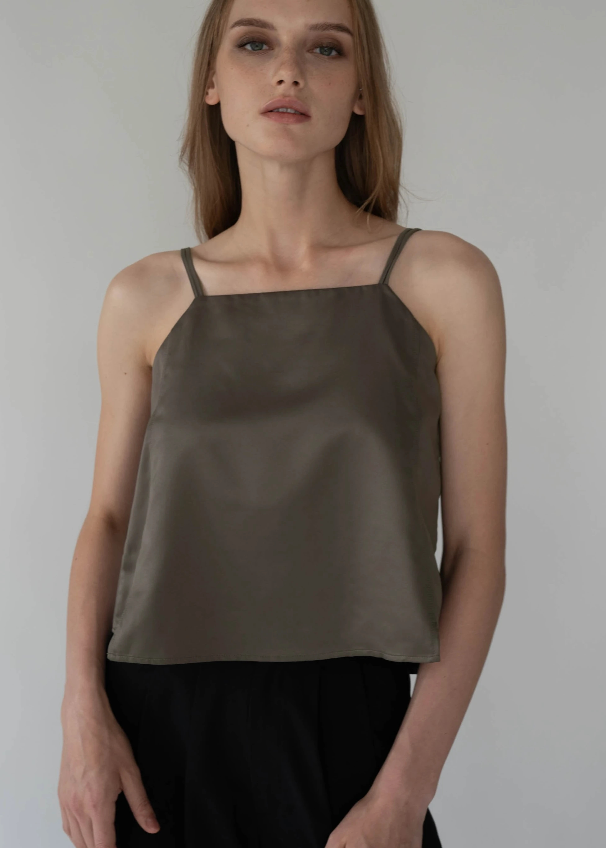 HUGO - Strappy camisole in satin with side laces