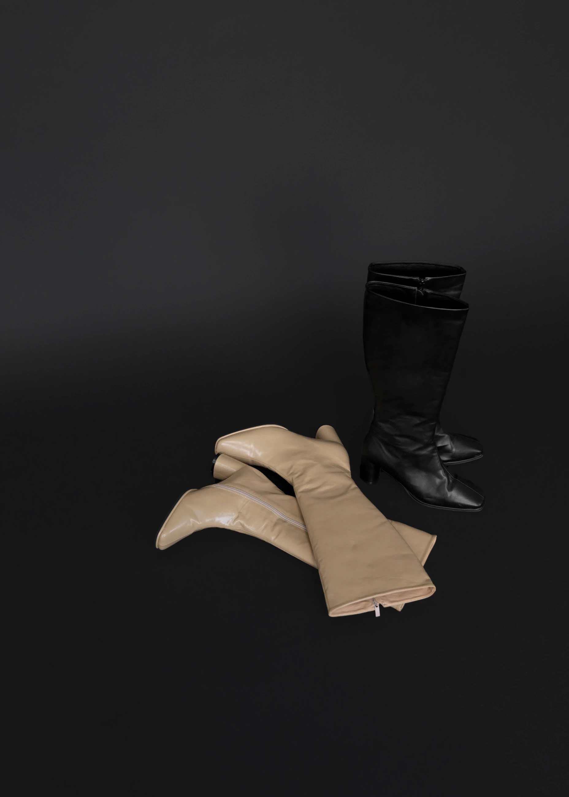 square toe slender long boots