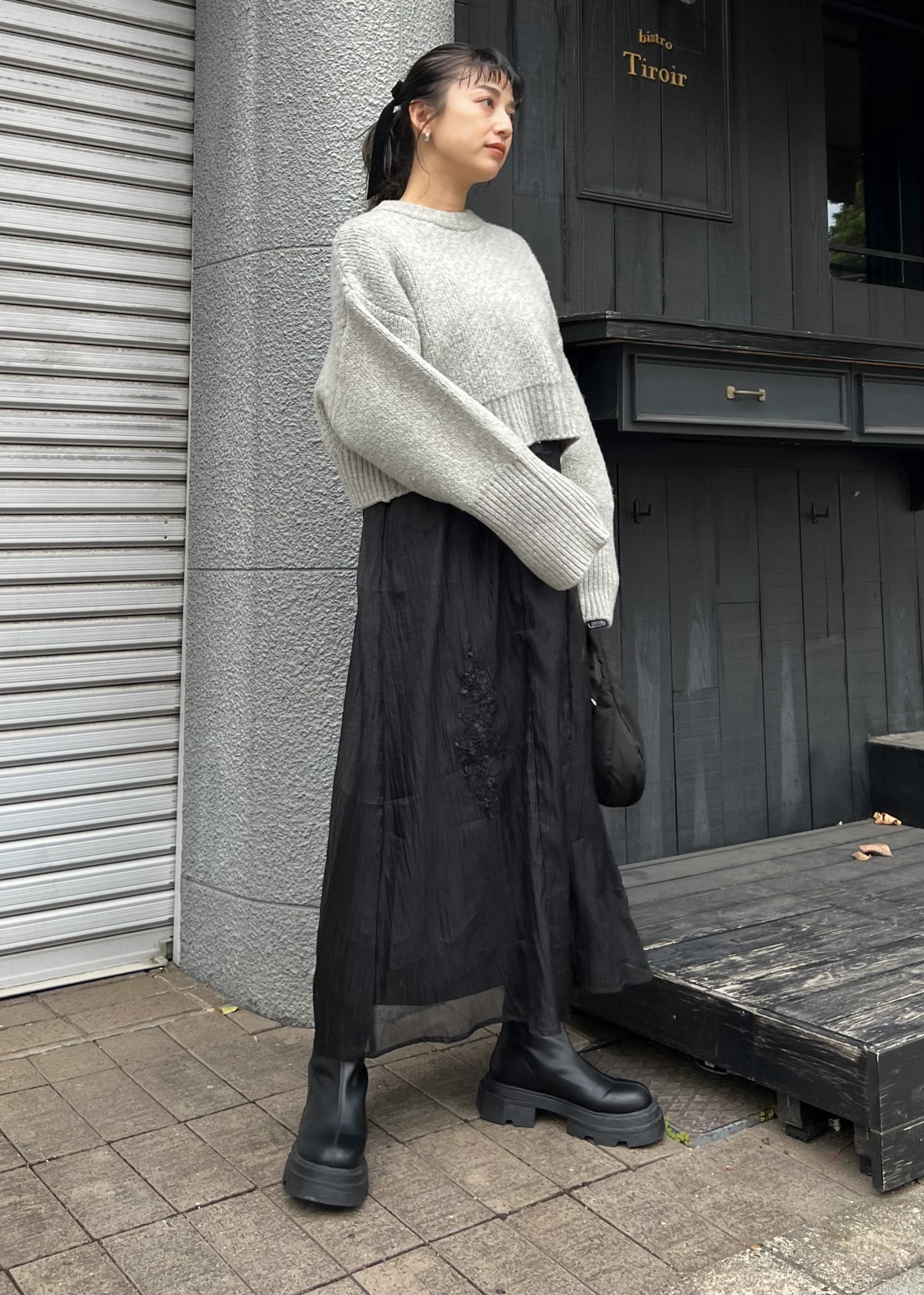 jacquard big silhouette short knit / willfully（ウィルフリー）の