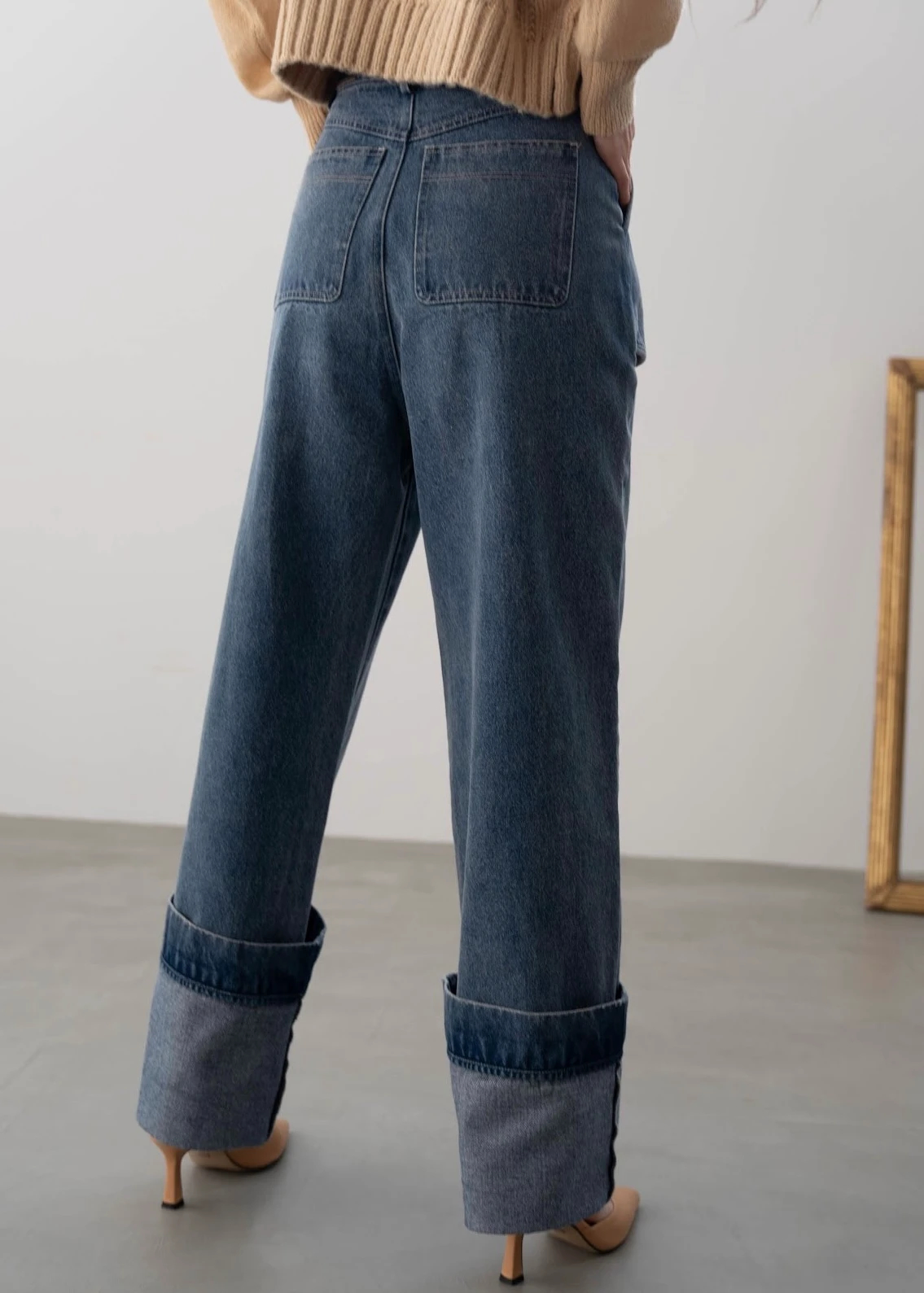 flap pocket attach roll up denim PT