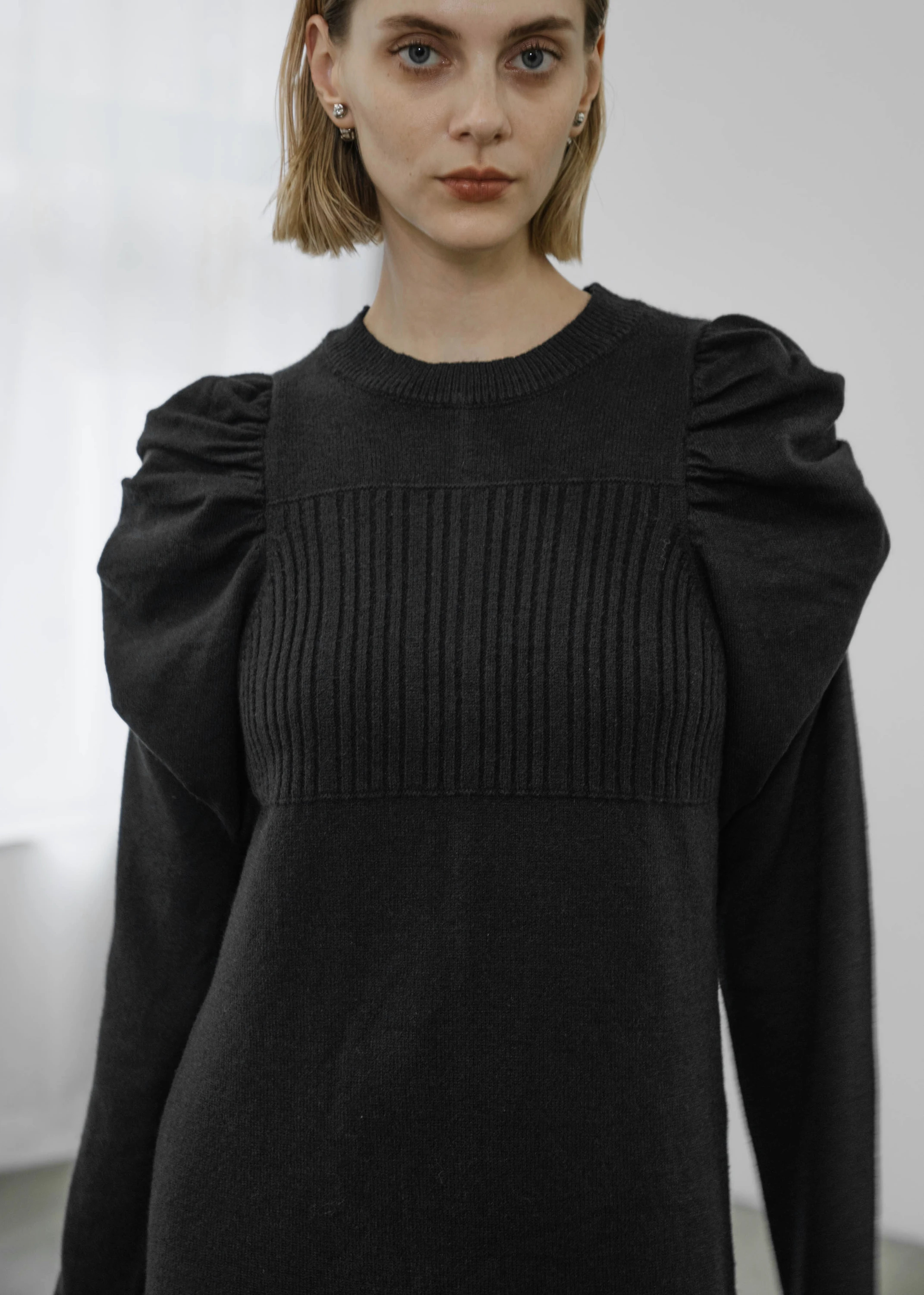 knit gather volume sleeve pencil OP