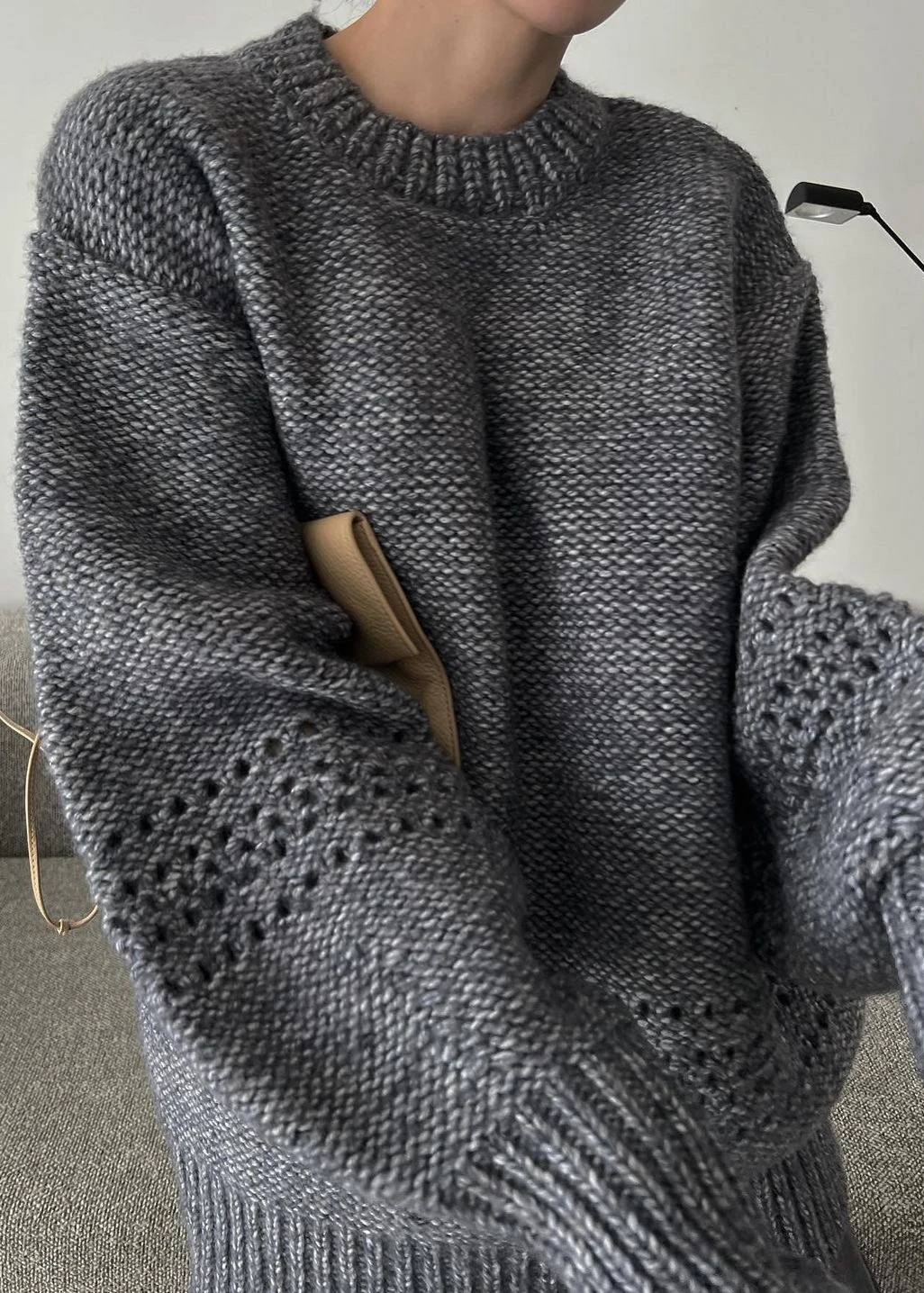 レディースwillfully openwork pattern knit setup 黒