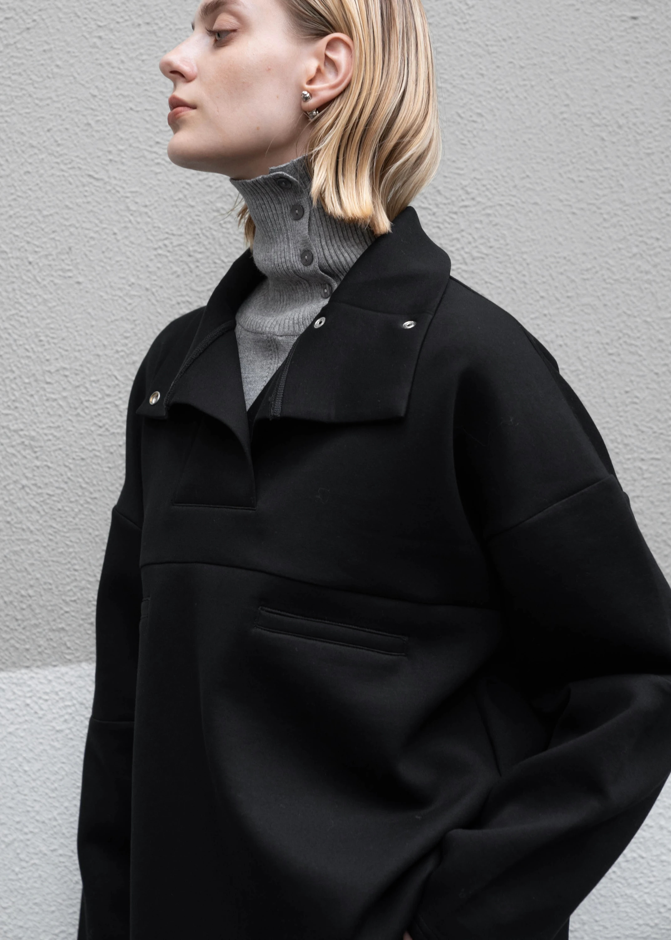 button skipper ponte chimney collar pullover