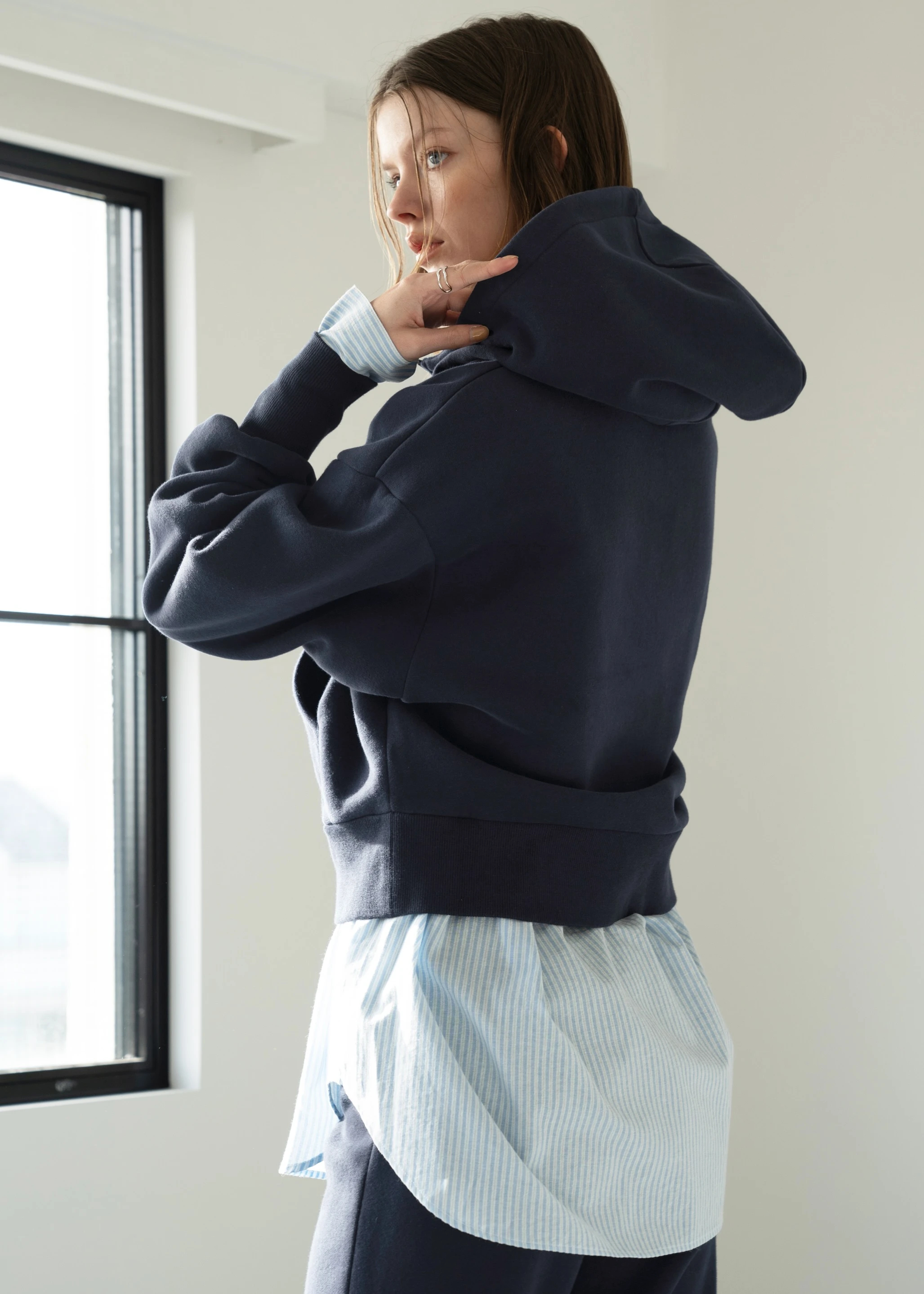 half zip sweat raised back hoodie / willfully（ウィルフリー）の